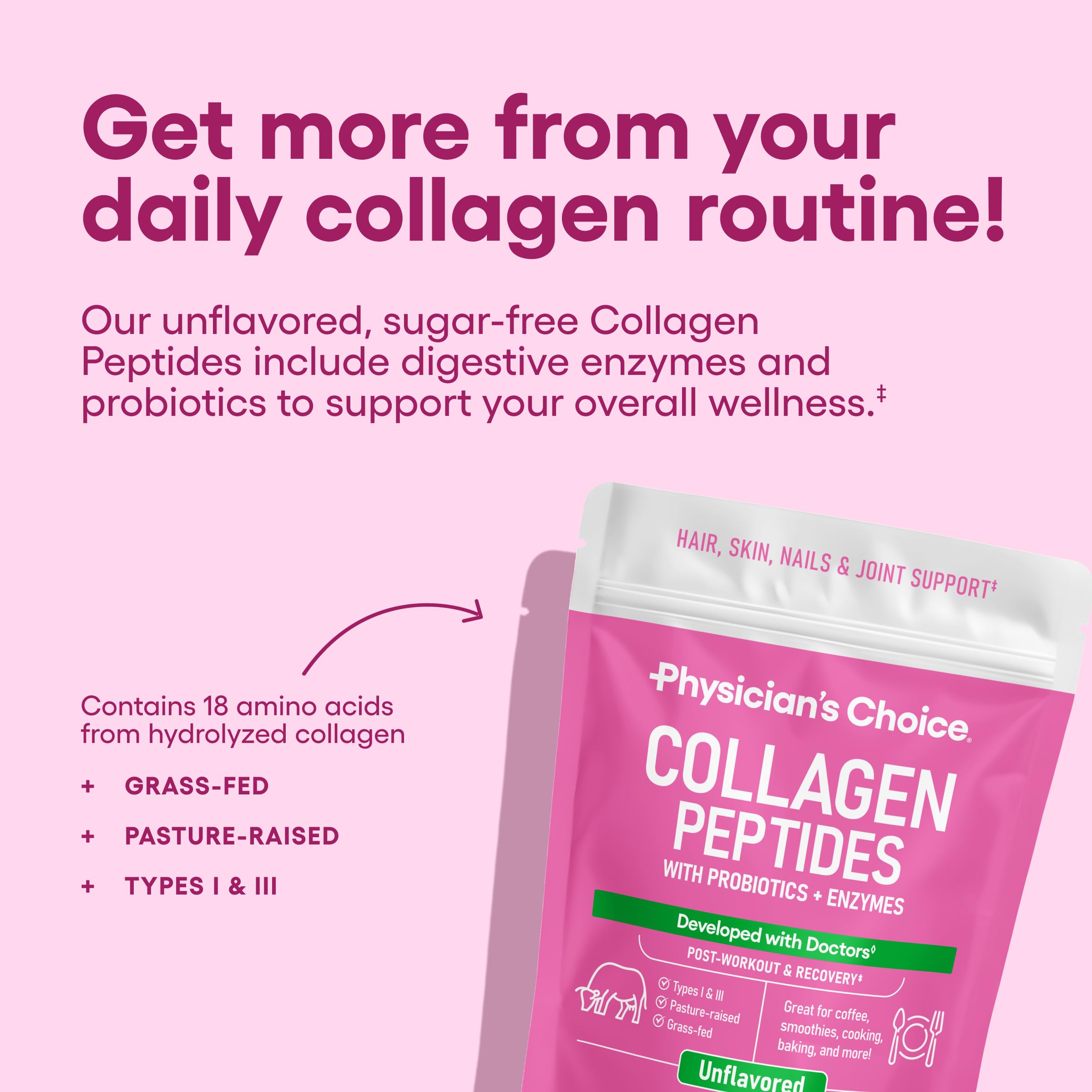 Physician's CHOICE Collagen Peptides Powder 245g back view