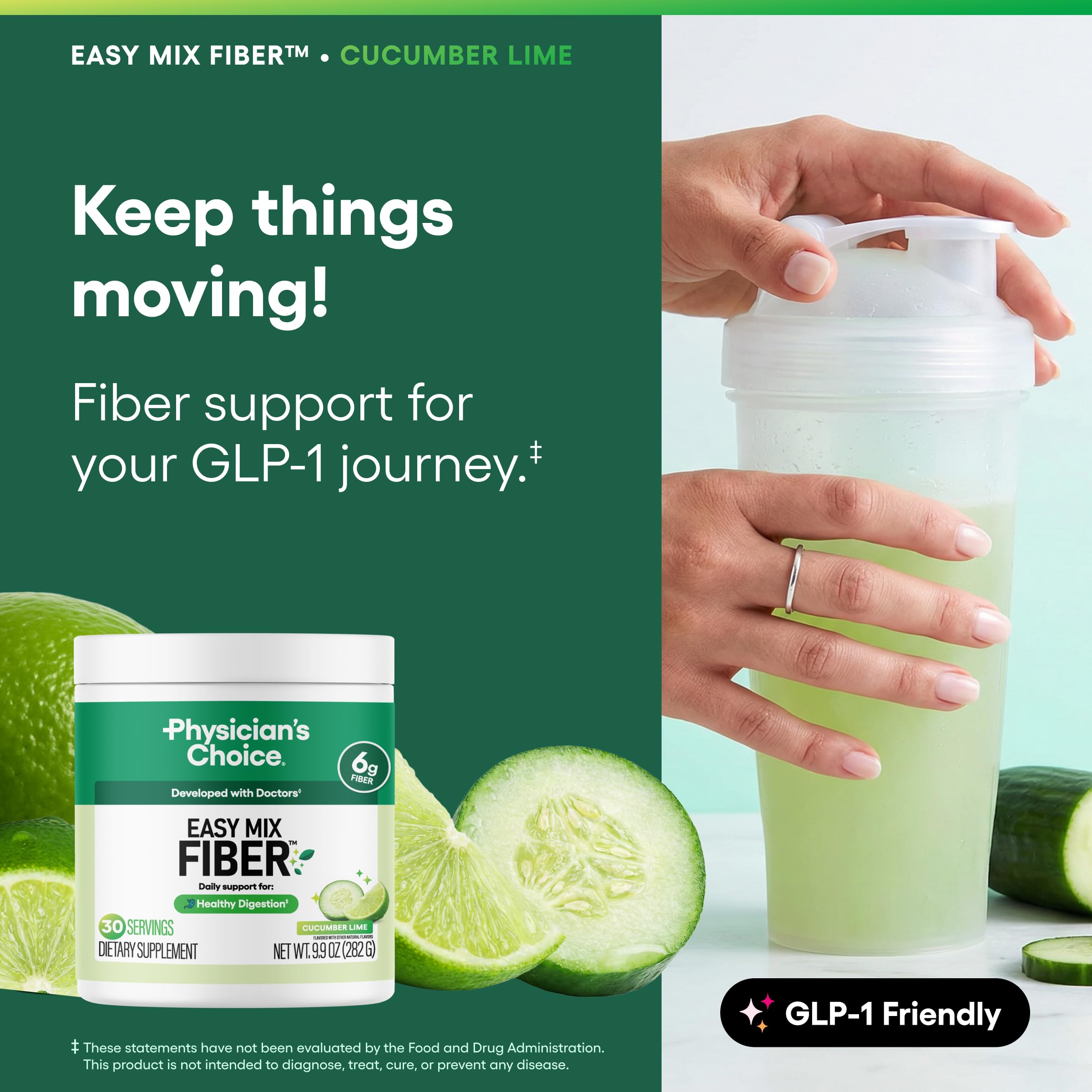 Physician's CHOICE Cucumber Lime Easy Mix Fiber on kitchen counter