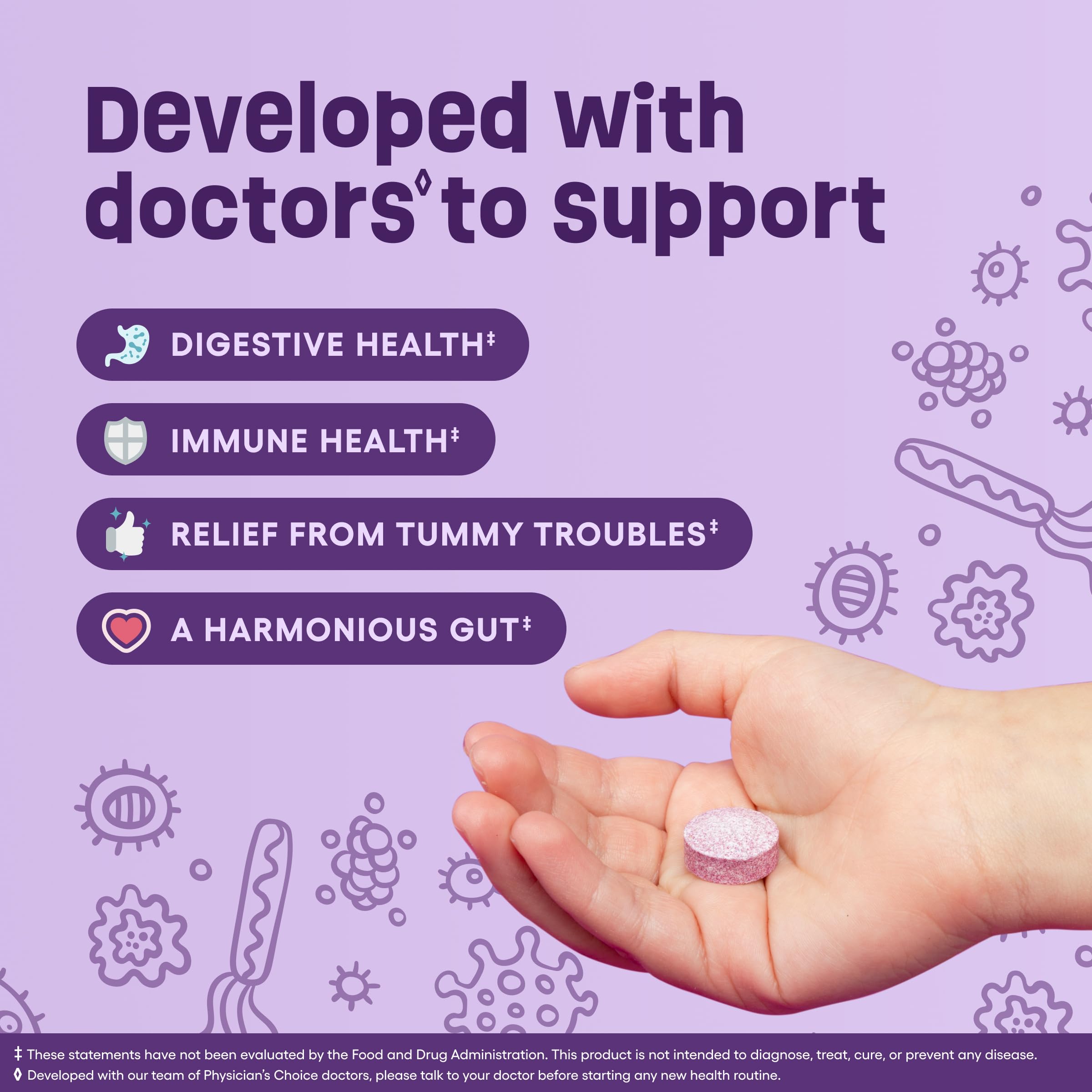 Physician's CHOICE Kids Probiotic Chewable Tablets packaging side view