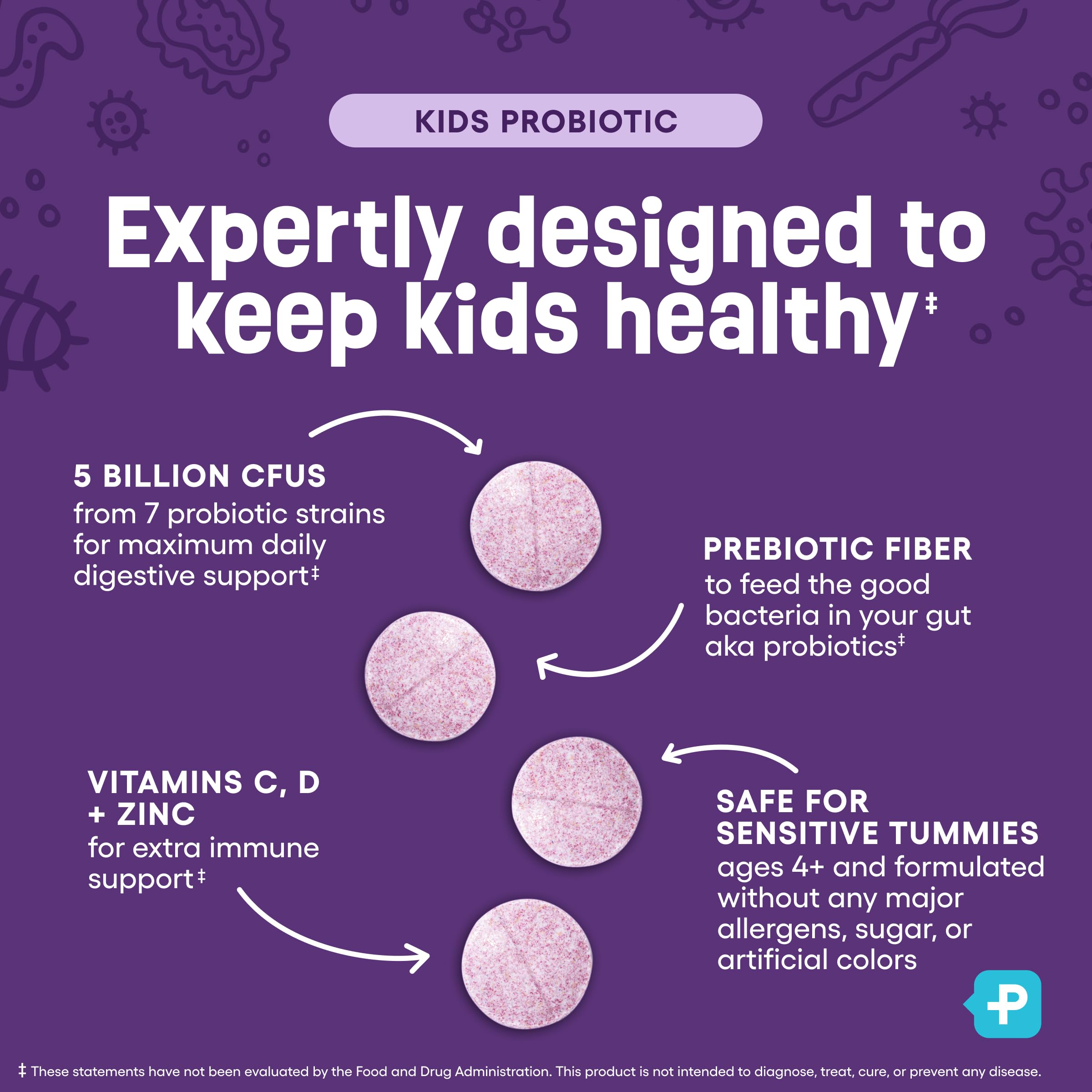 Physician's CHOICE Kids Probiotic Chewable Tablets with fresh berries