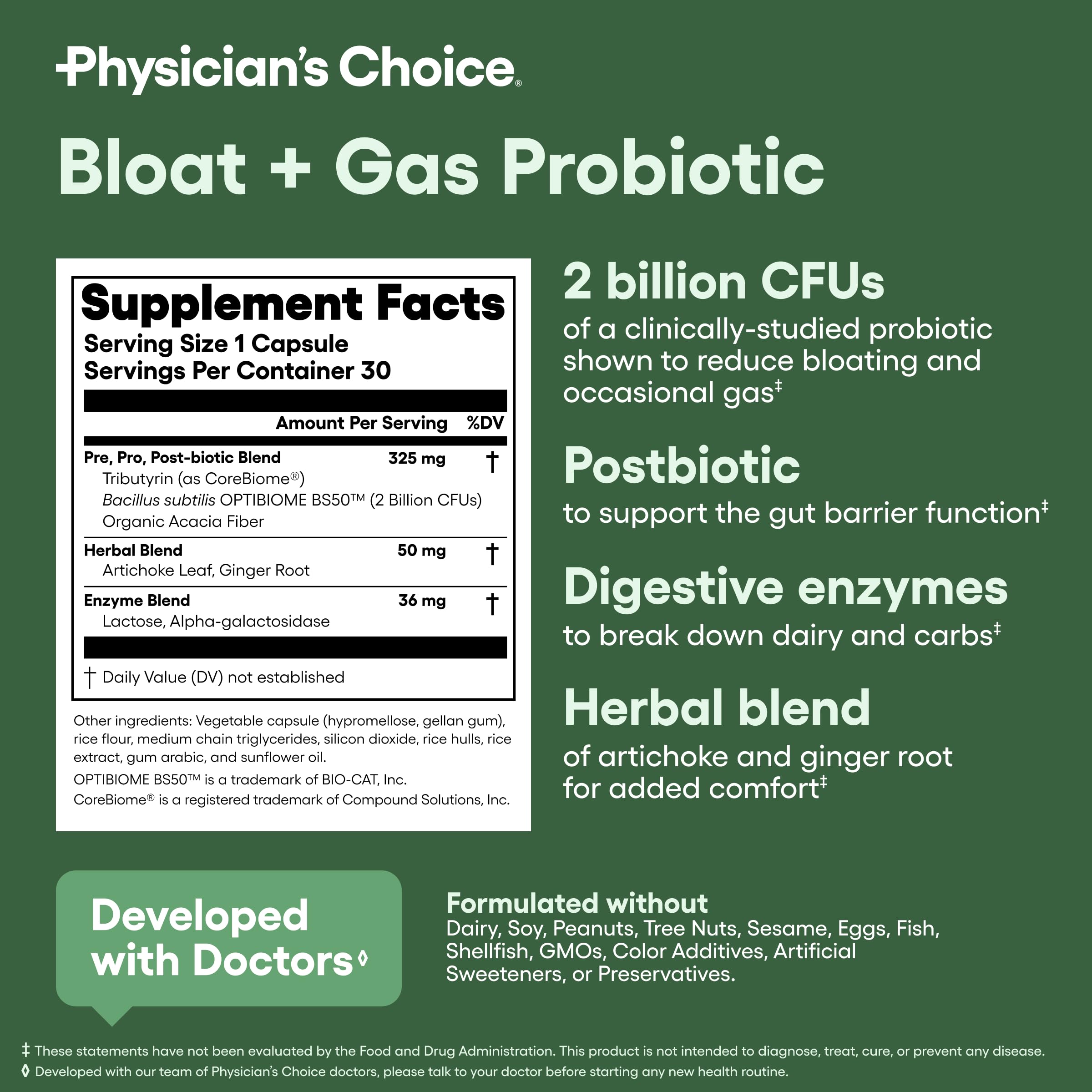 Physician's CHOICE Lactase Enzyme Supplement with herbal blend