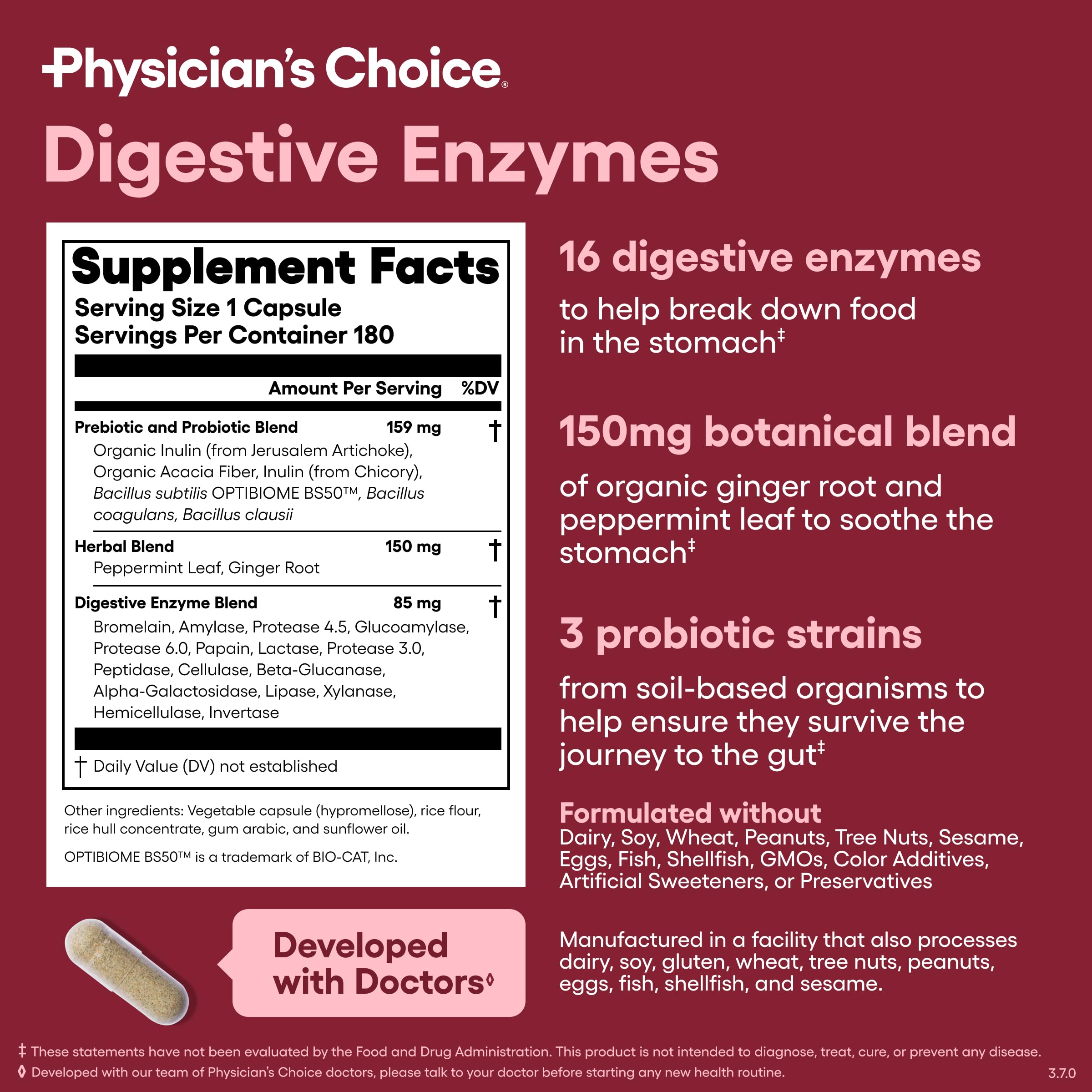 Physician's CHOICE Multi-Enzymes 141g with a measuring spoon