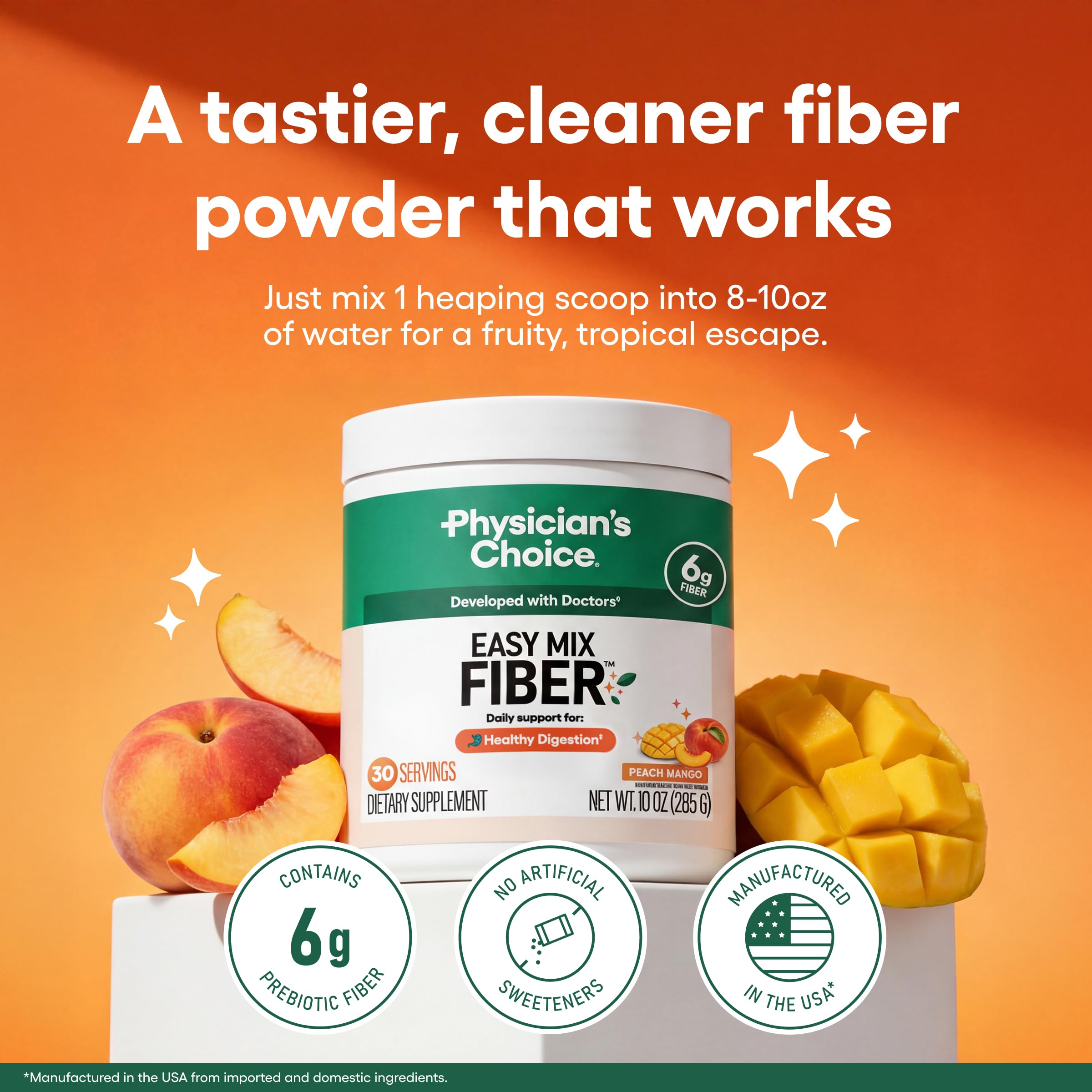 Physician's CHOICE Peach Mango Easy Mix Fiber Powder packaging