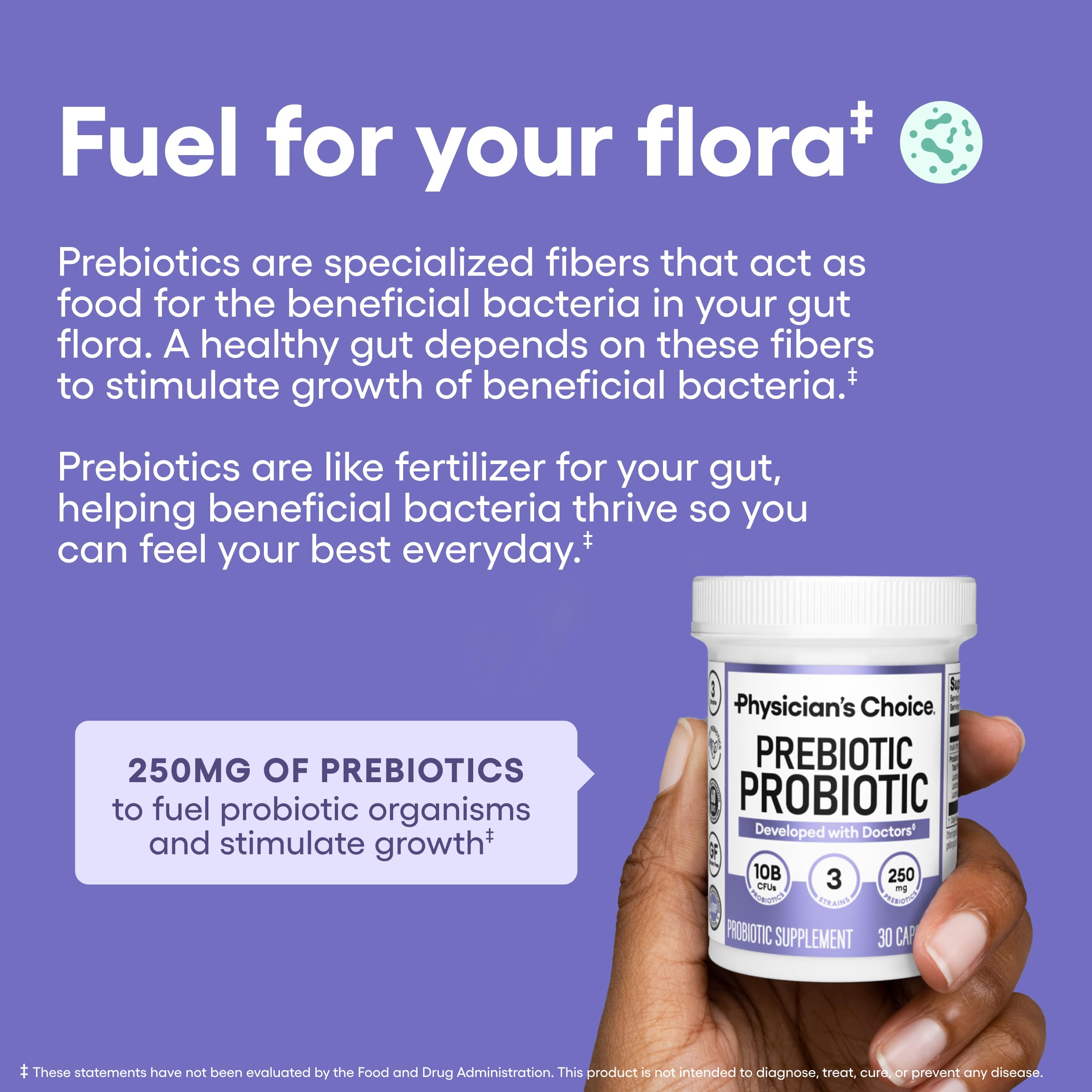 Physician's CHOICE Prebiotic Probiotic Combo 68g capsule close-up
