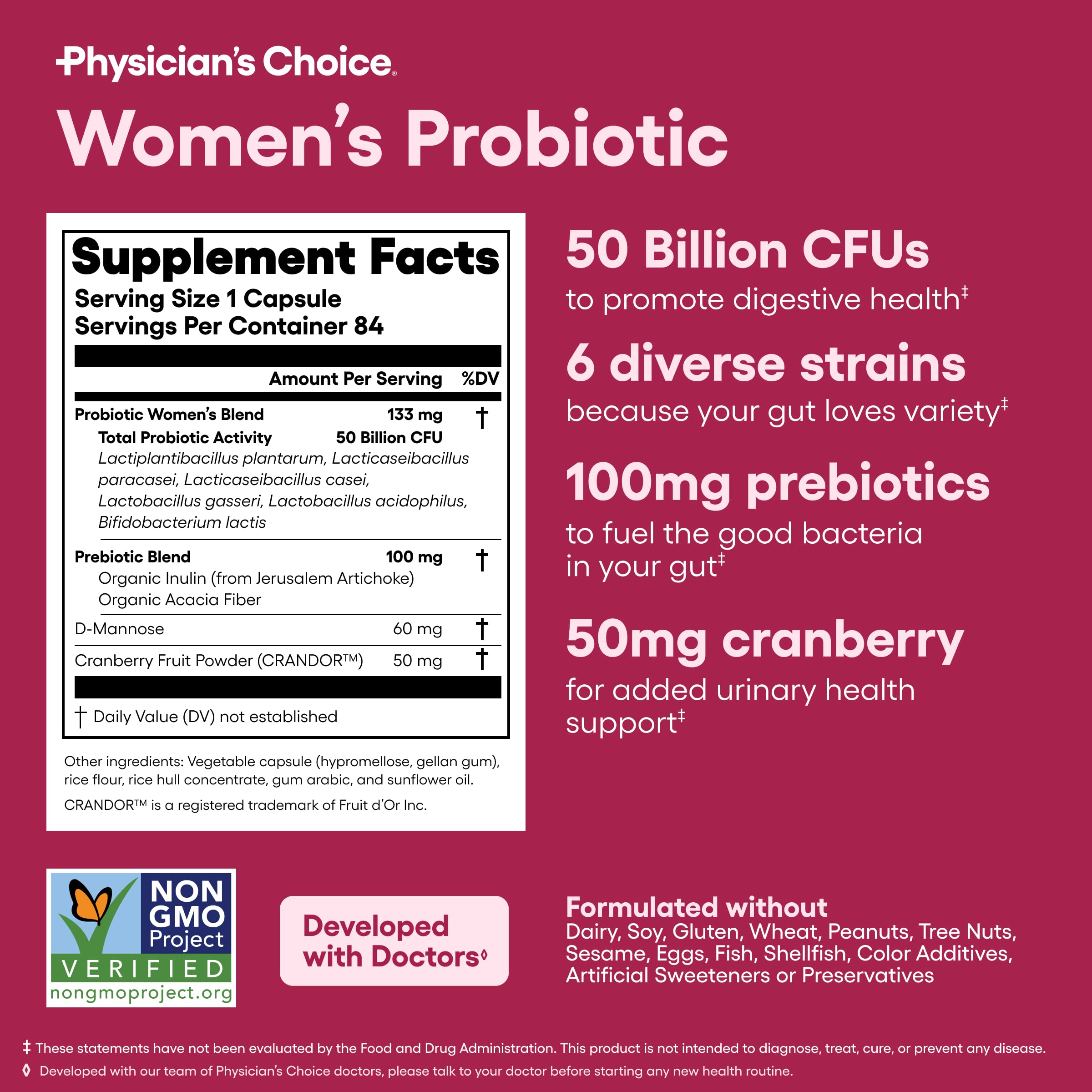 Physician's CHOICE Probiotic Women's Blend capsules in hand