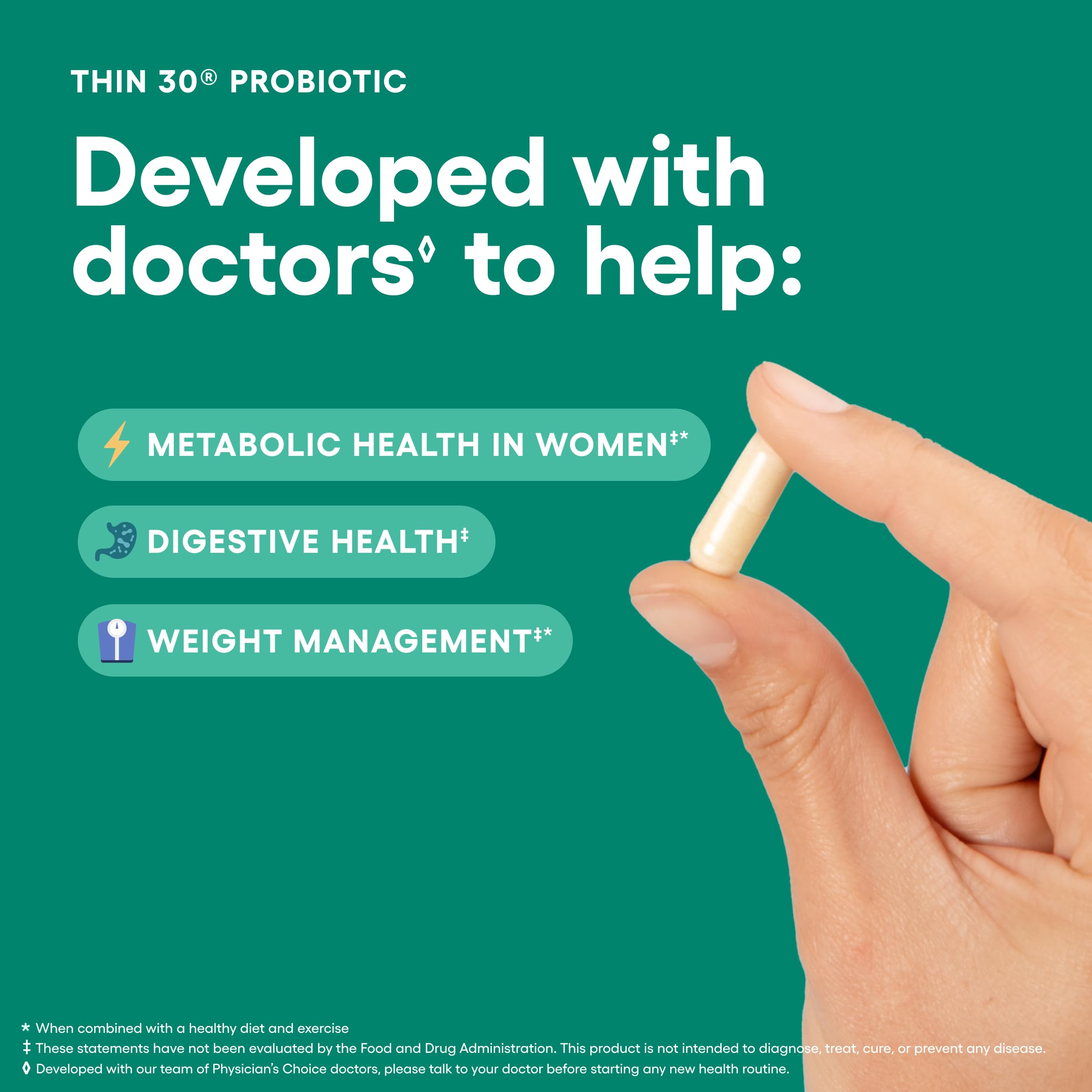 Physician's CHOICE Thin30 Probiotic Fat Burner back view