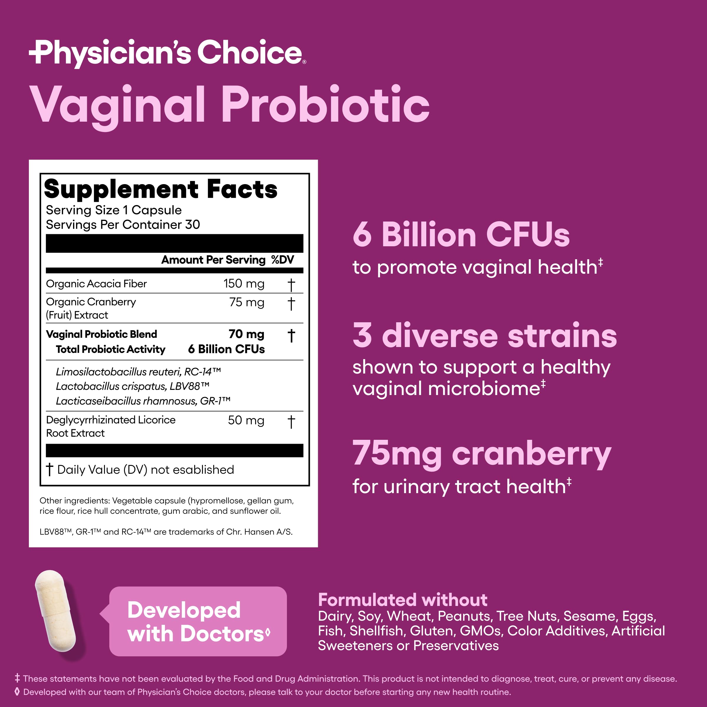 Physician's CHOICE Women's Probiotic bottle with a measuring spoon