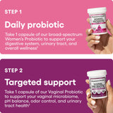 Physician's CHOICE Women's Probiotic capsules on a wooden surface
