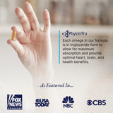 PhysioTru Omega-3 Fish Oil Supplement softgels on a table