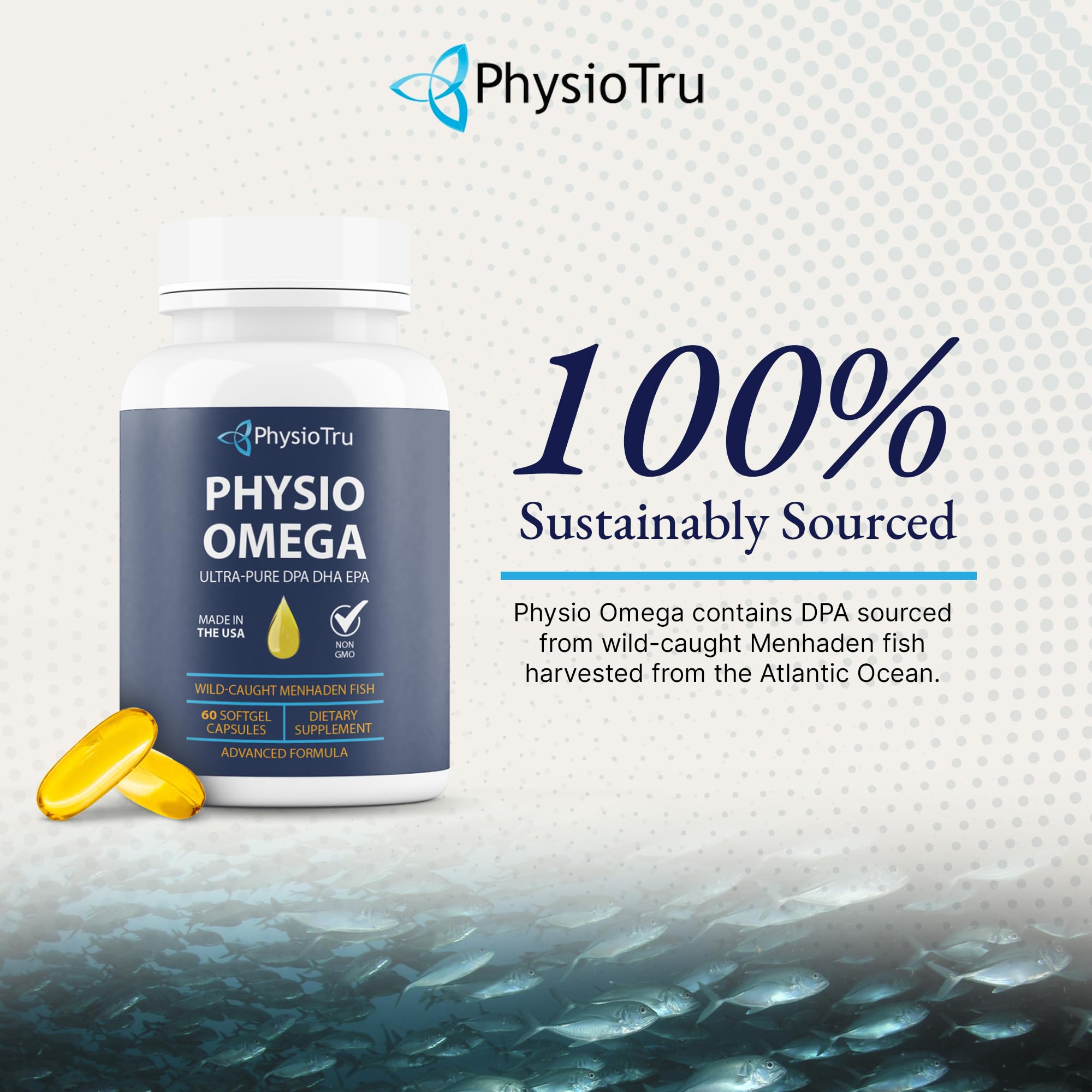 PhysioTru Omega-3 Fish Oil Supplement with citrus flavour