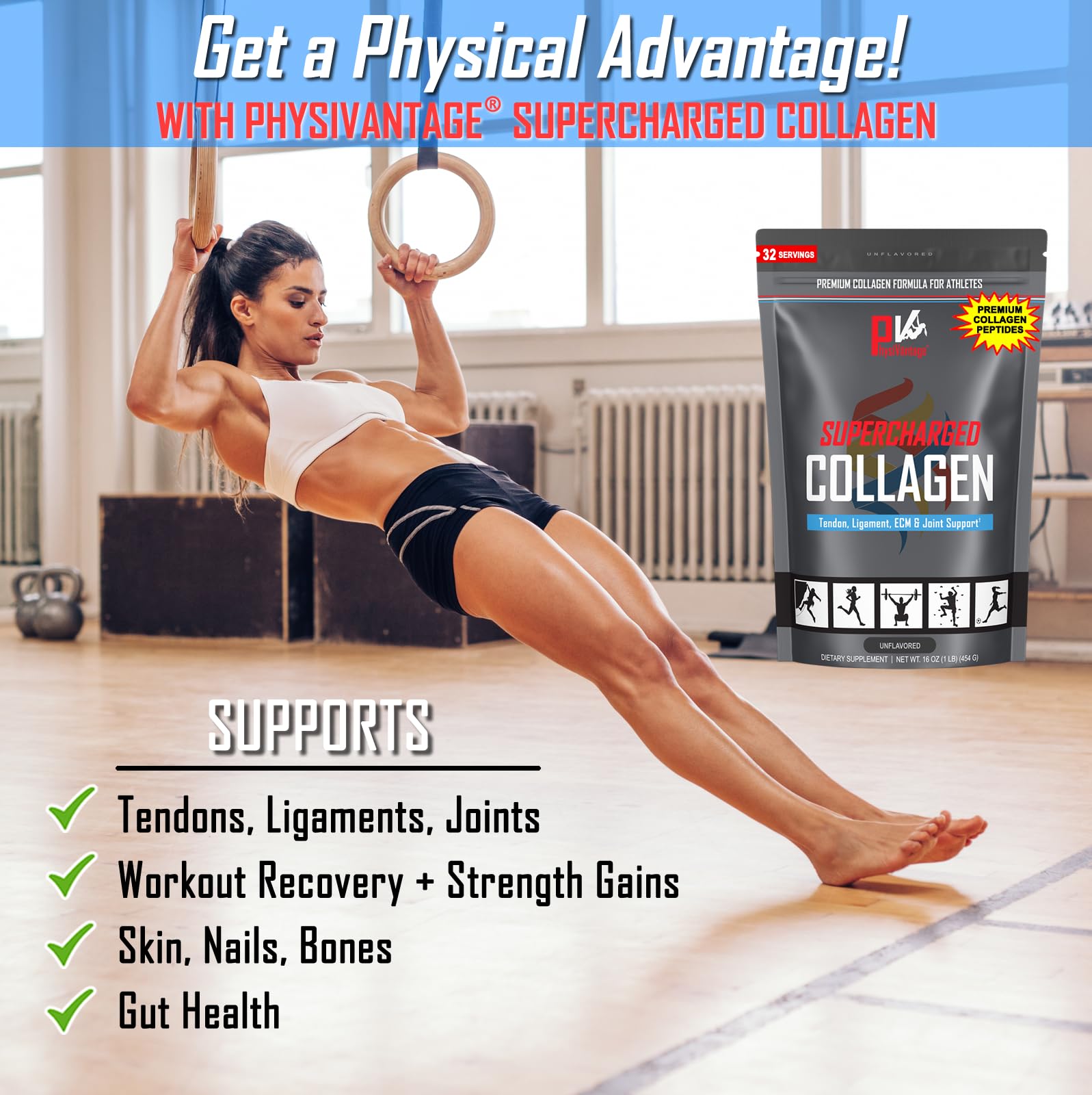 PhysiVantage Supercharged Collagen 454g back view