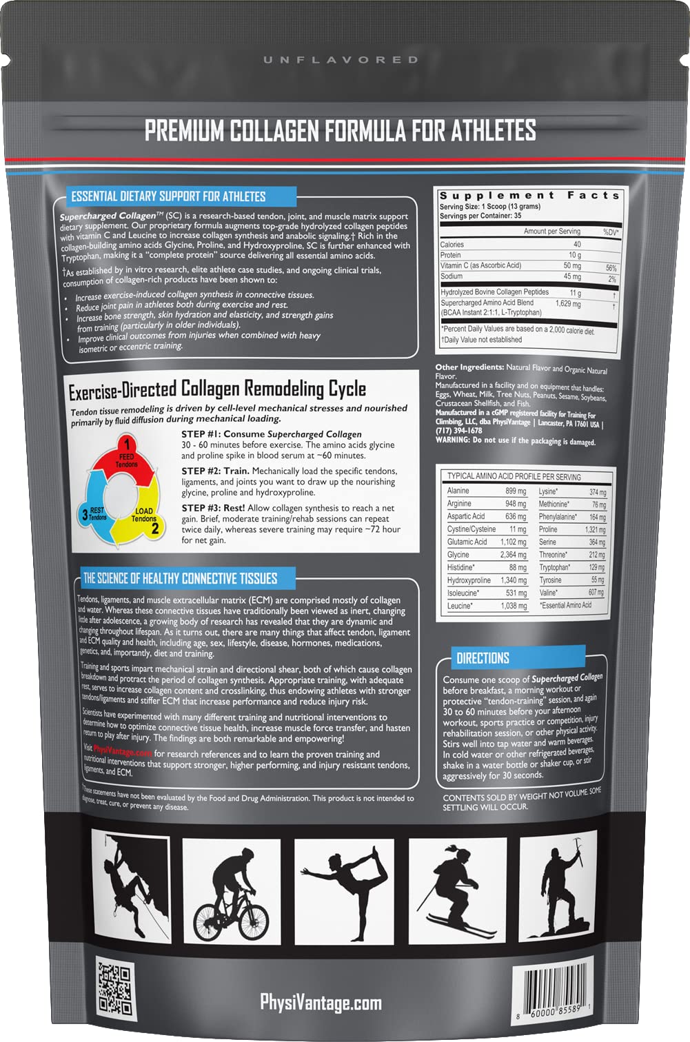 PhysiVantage Supercharged Collagen 454g unflavoured powder
