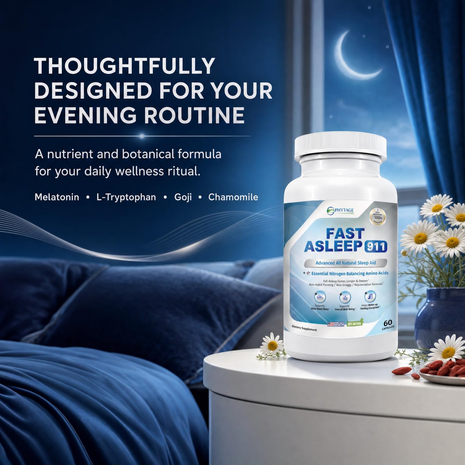 Phytage Labs Fast Asleep 911 bottle with capsules