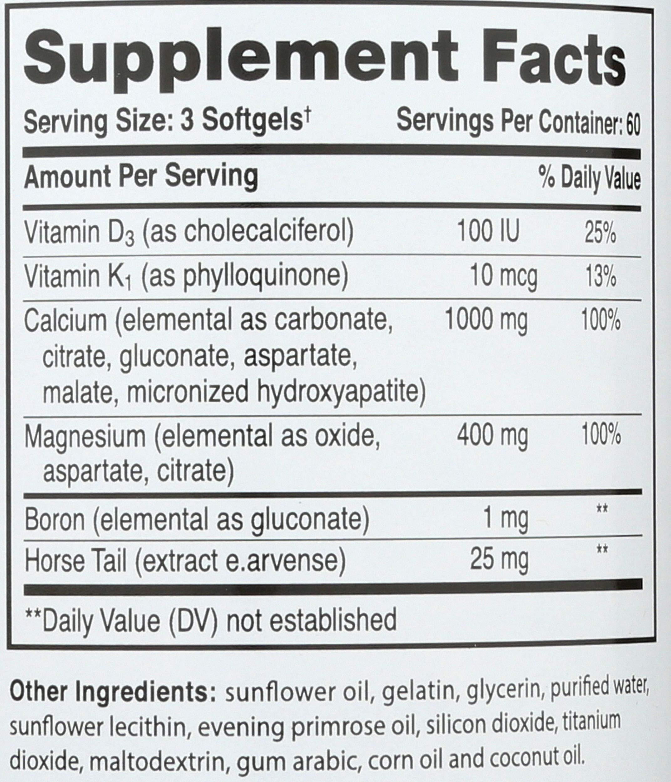 Phyto-Therapy Calcium Liquid Softgel back of packaging