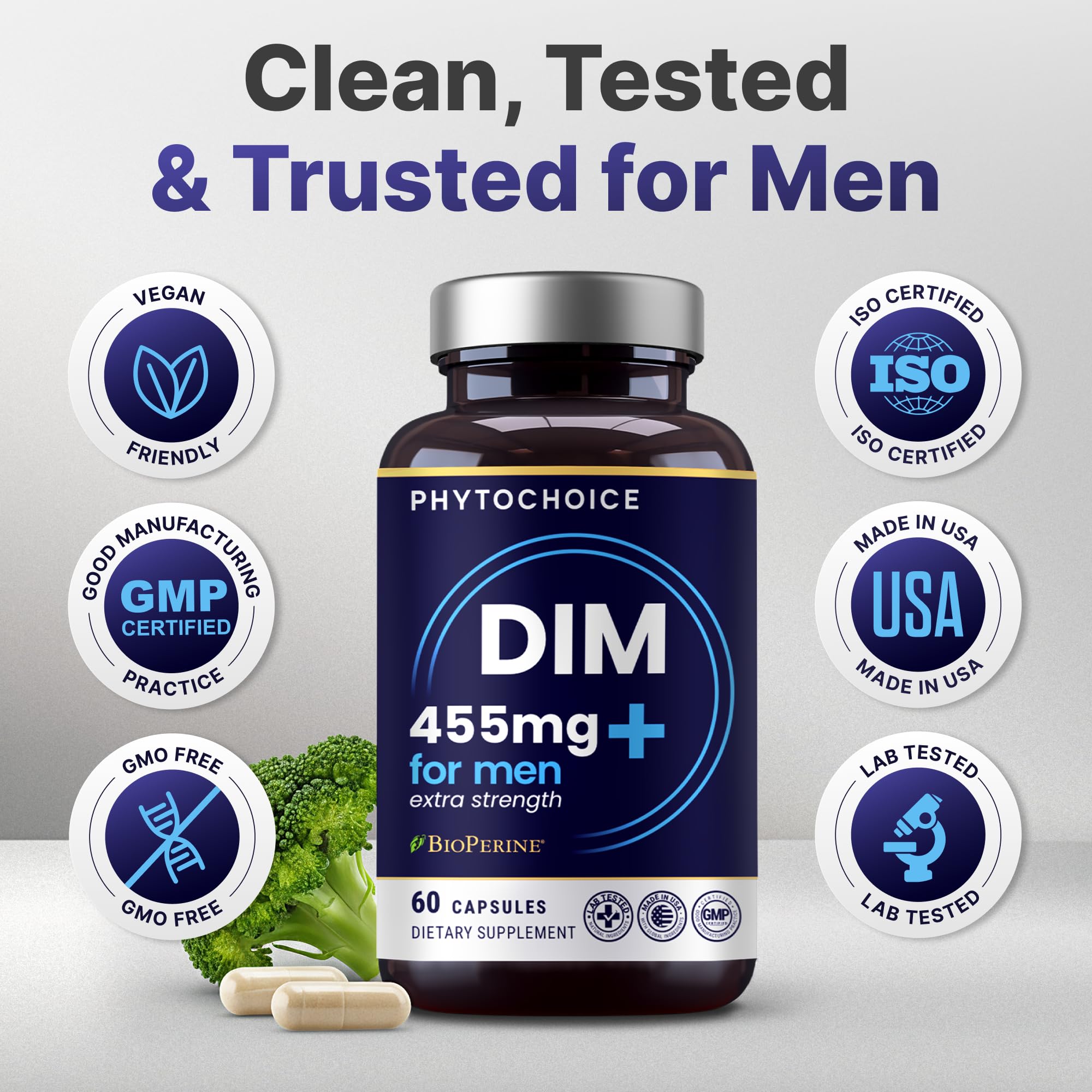 PHYTOCHOICE DIM Supplement for Men with a green plant background