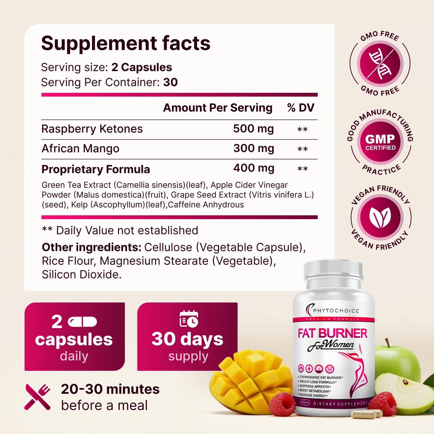 PHYTOCHOICE Fat Burner Supplement 57g packaging