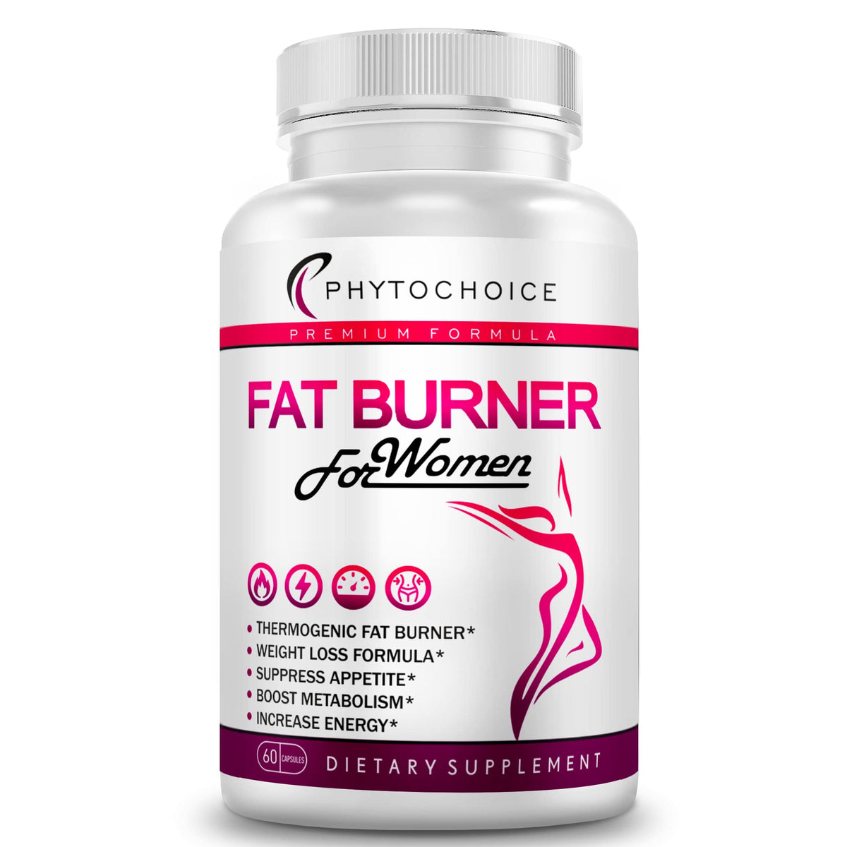 PHYTOCHOICE Fat Burner Supplement front view with green tea and raspberry ketones
