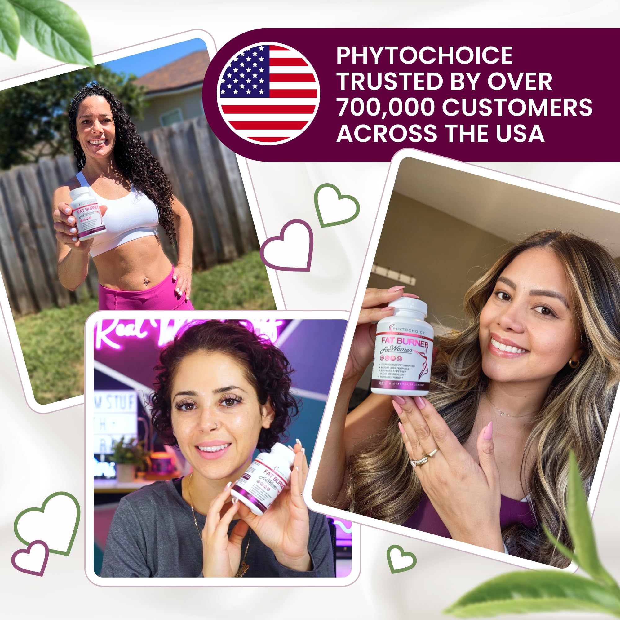 PHYTOCHOICE Fat Burner Supplement packaging with nutritional information