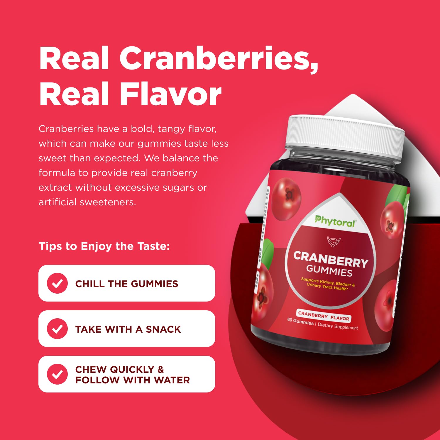 Phytoral Cranberry Gummies side view showing gummy texture
