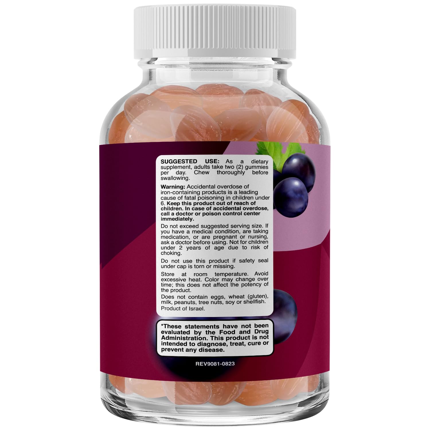 Phytoral Iron Gummies side view showing ingredients