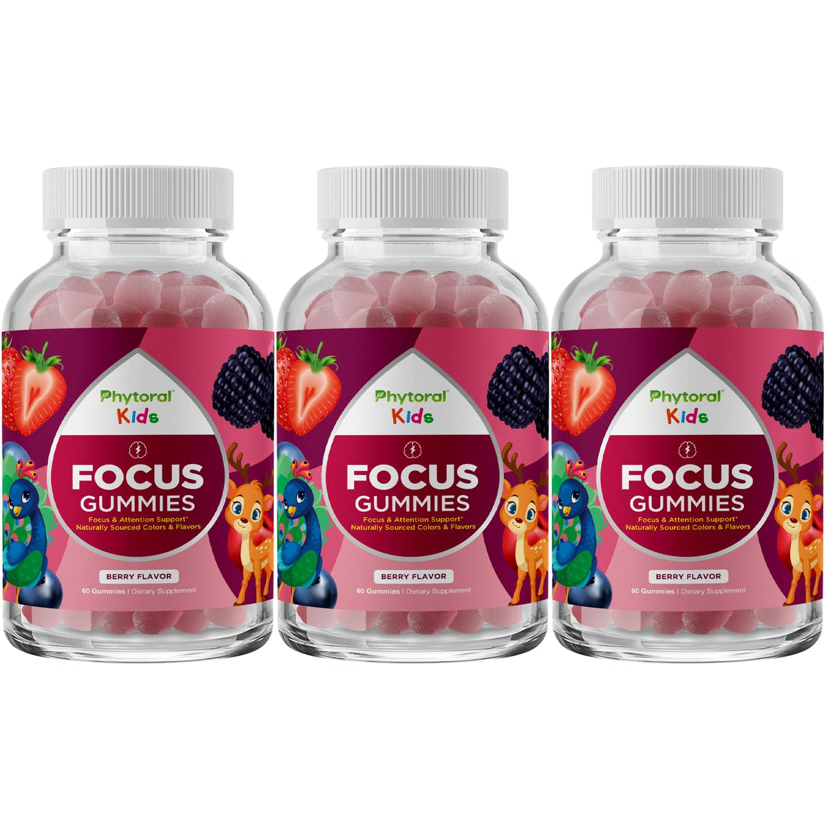 Phytoral Kids Brain Support Gummies front view packaging