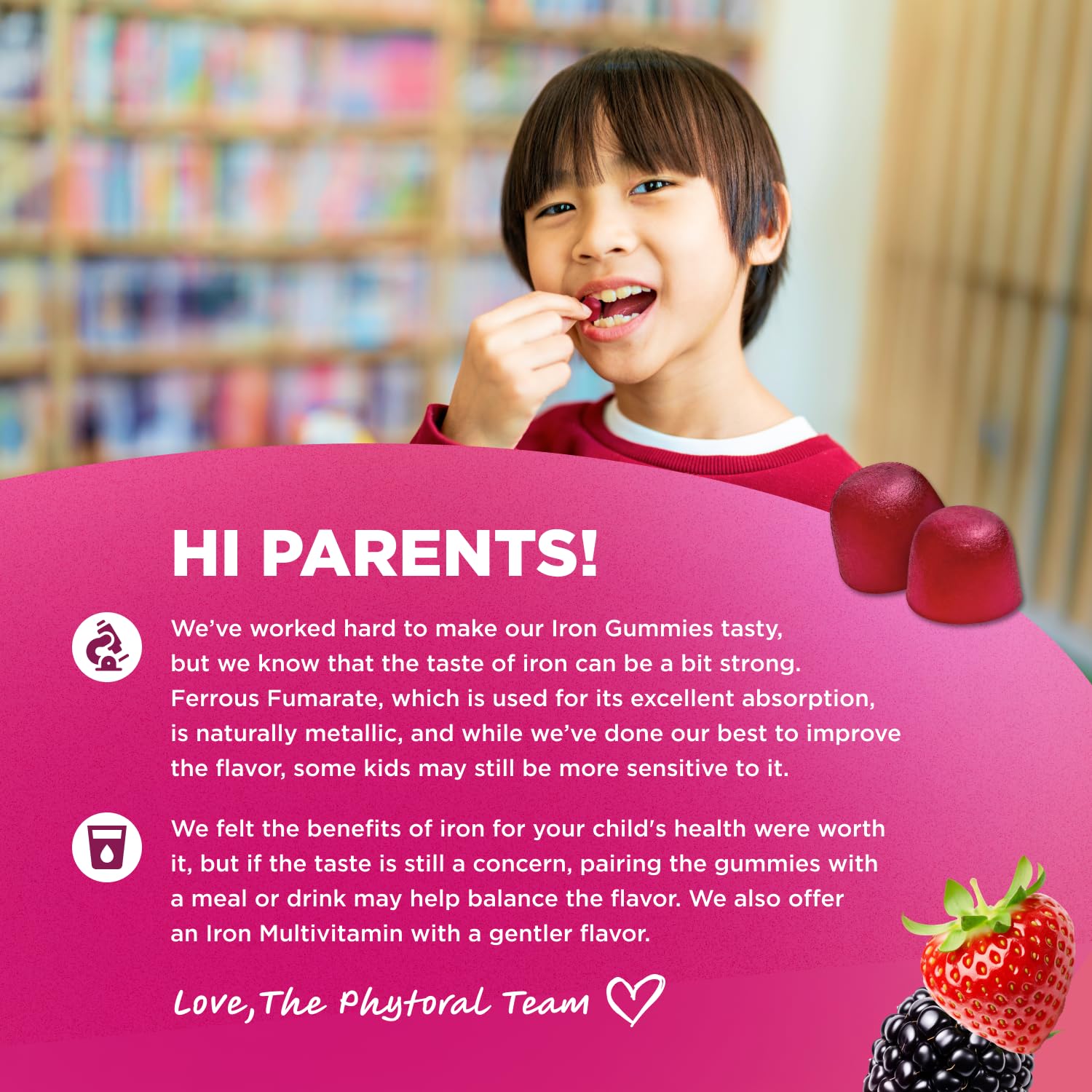 Phytoral Kids Brain Support Gummies in a child's hand