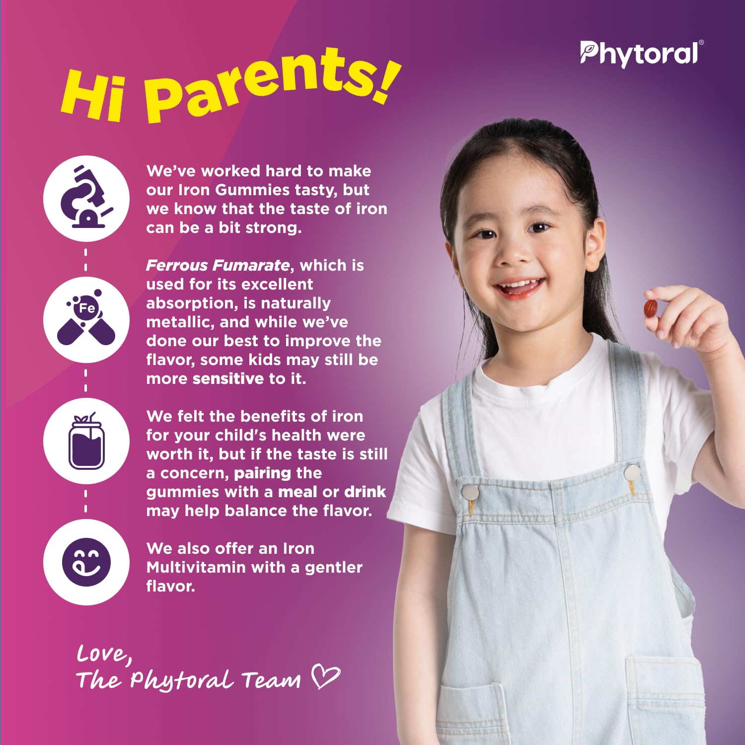 Phytoral Kids Chewable Iron Multivitamin Gummies nutritional information