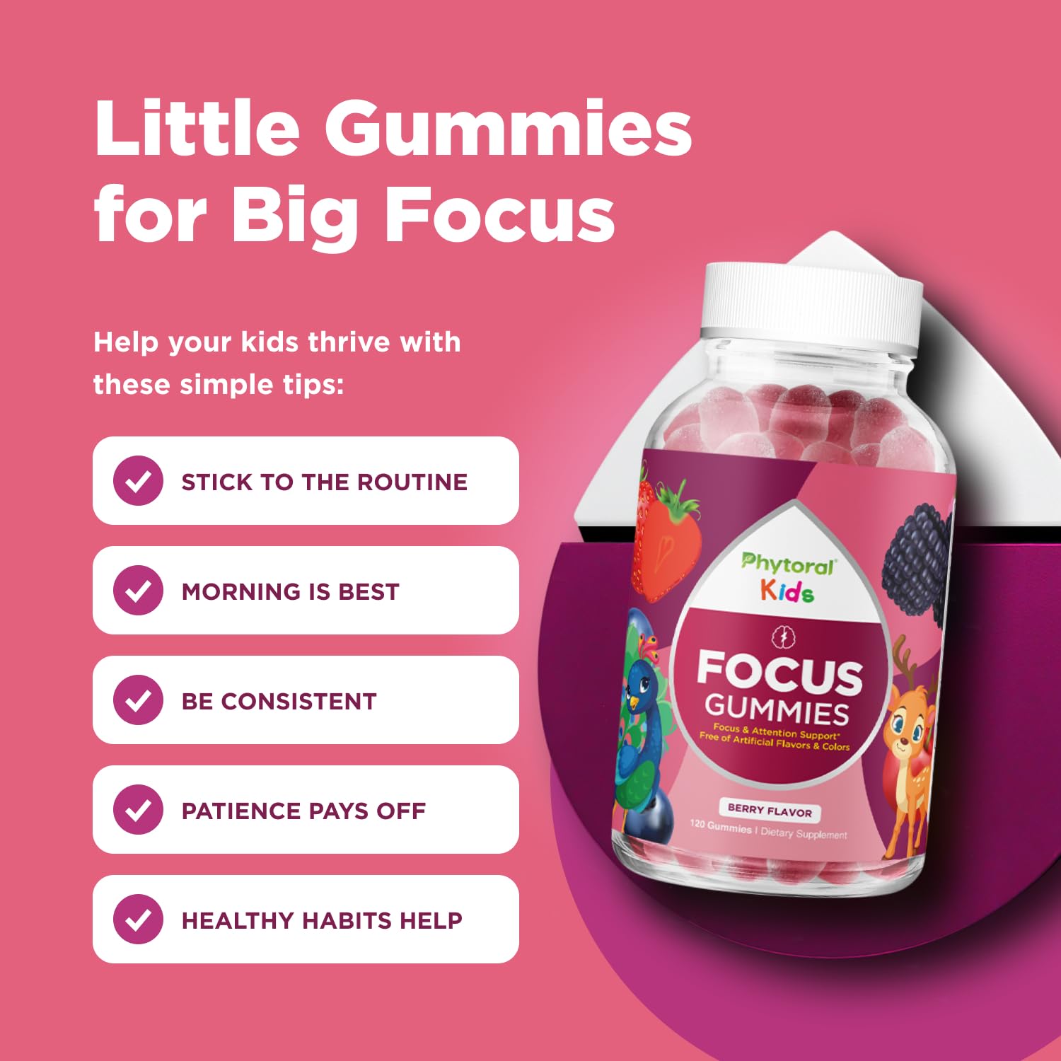Phytoral Kids Gummy Vitamins back view of the bottle