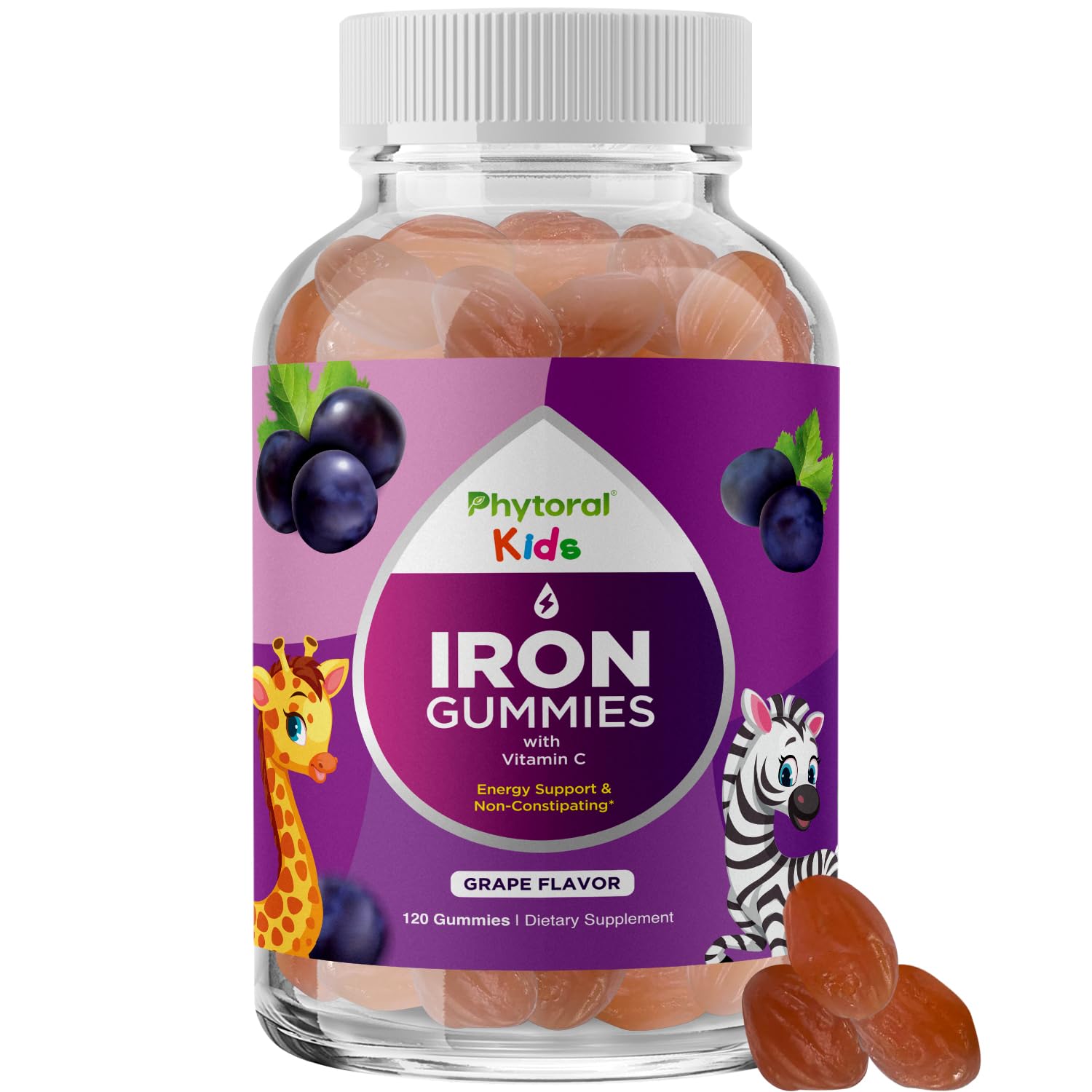 Phytoral Kids Iron Gummies front view with packaging