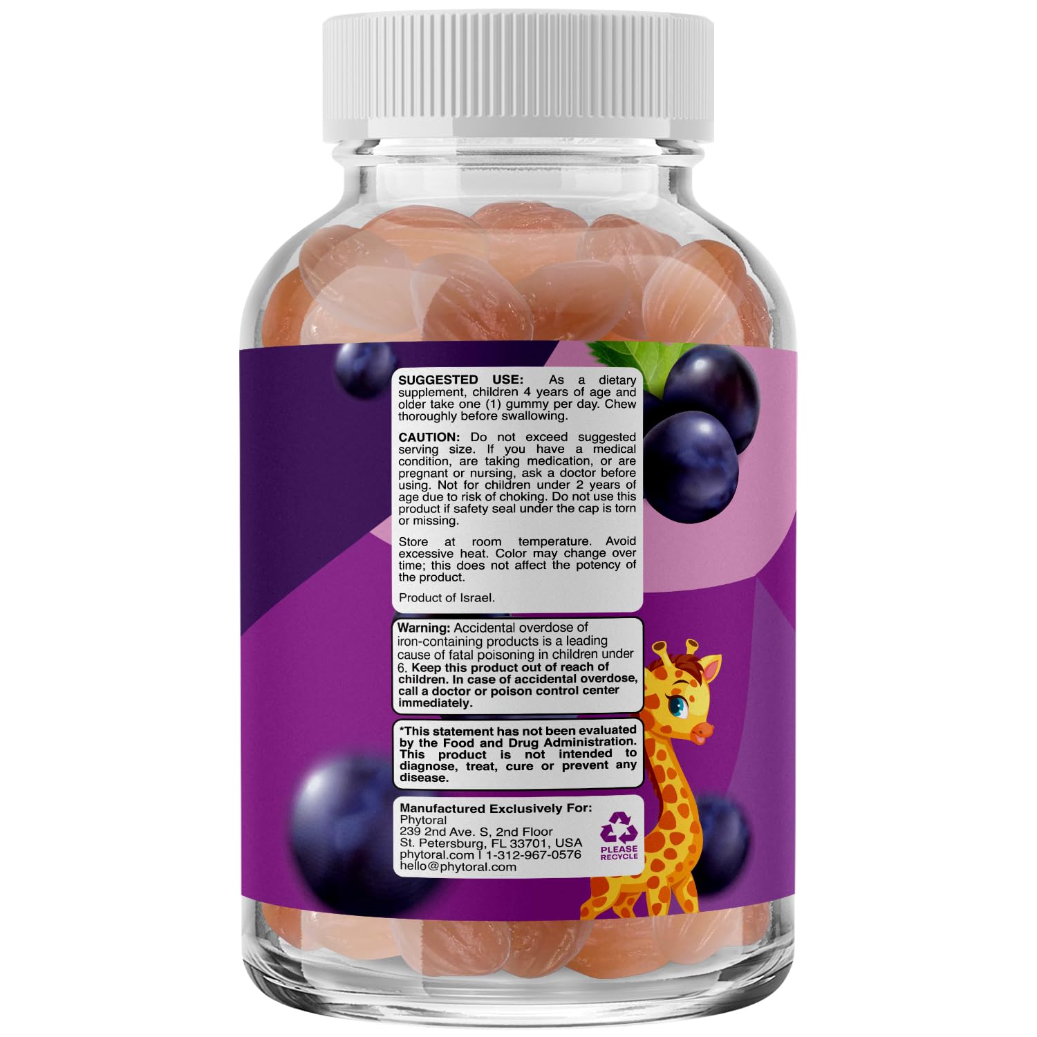 Phytoral Kids Iron Gummies showing gummy texture