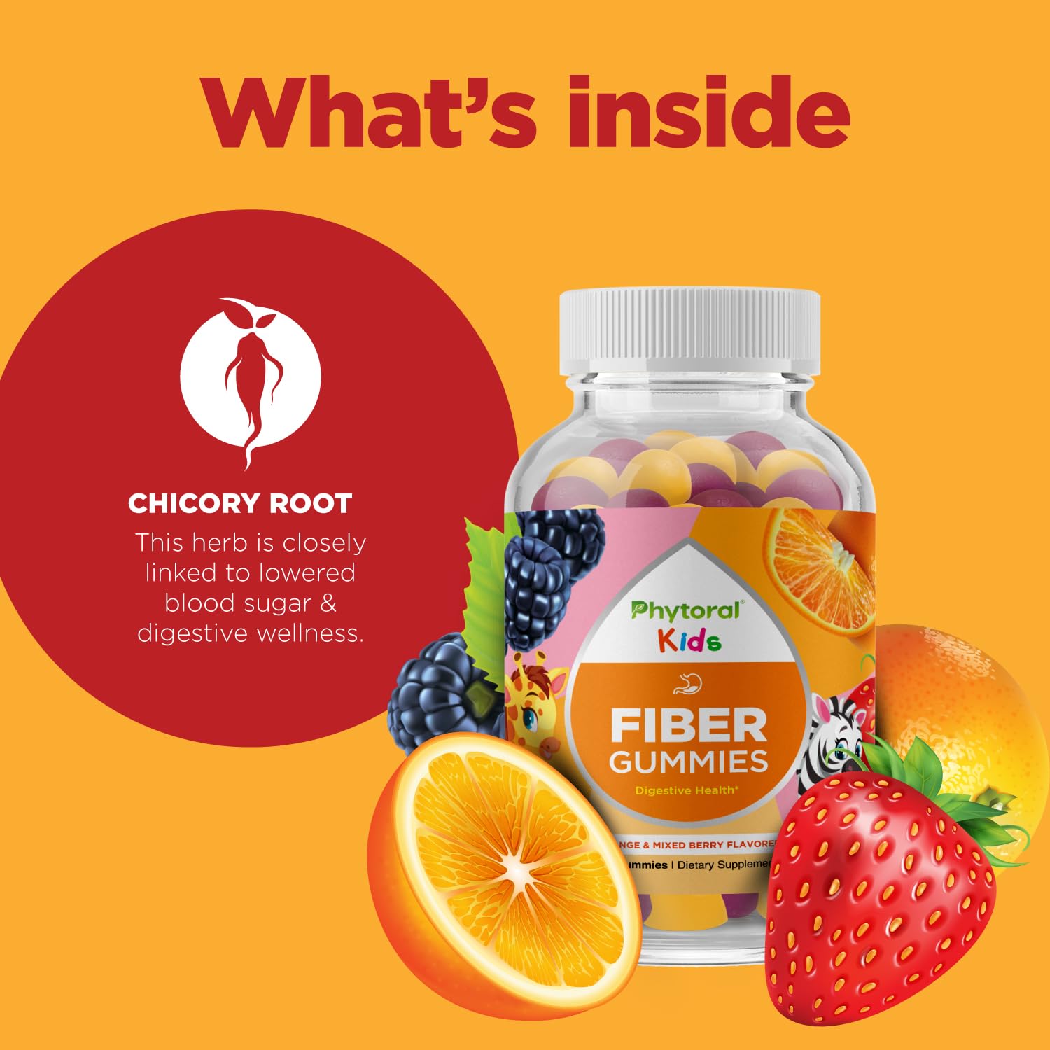 Phytoral Kids Prebiotic Fiber Gummies in a bowl for serving