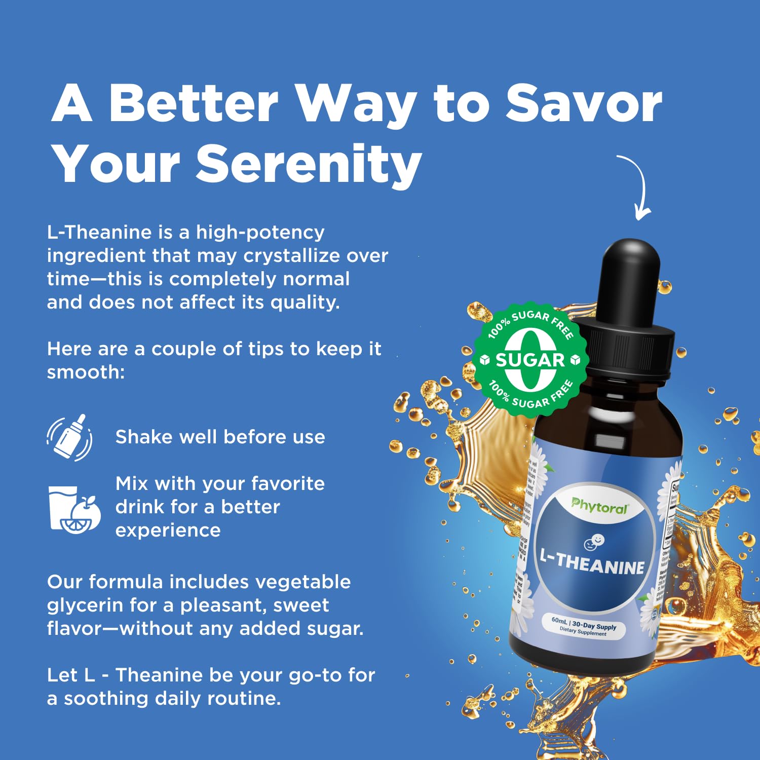 Phytoral L-Theanine Liquid Drops ingredients list on bottle