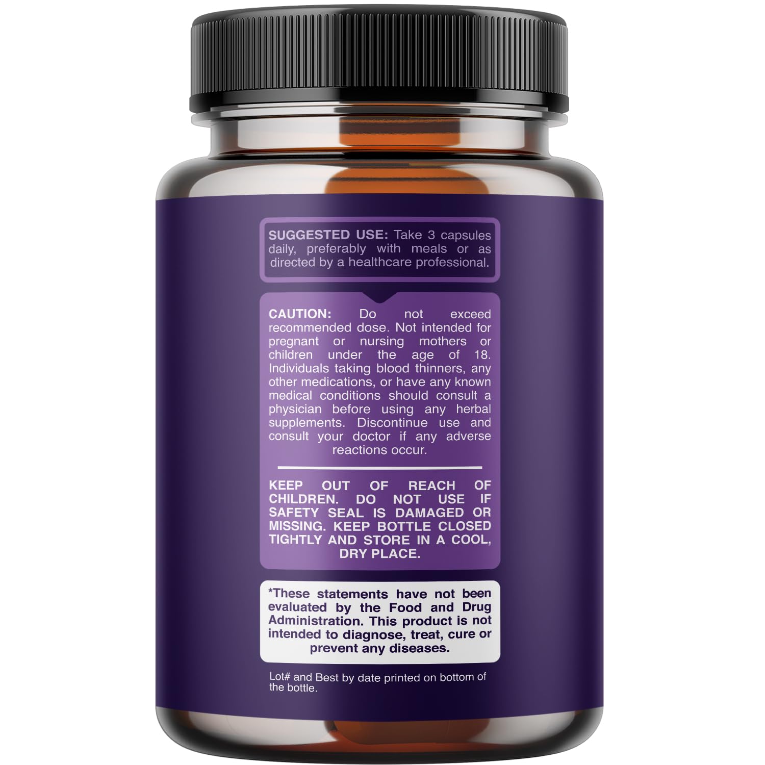 Phytoral Magnesium Complex Capsules 400mg back view with nutritional information