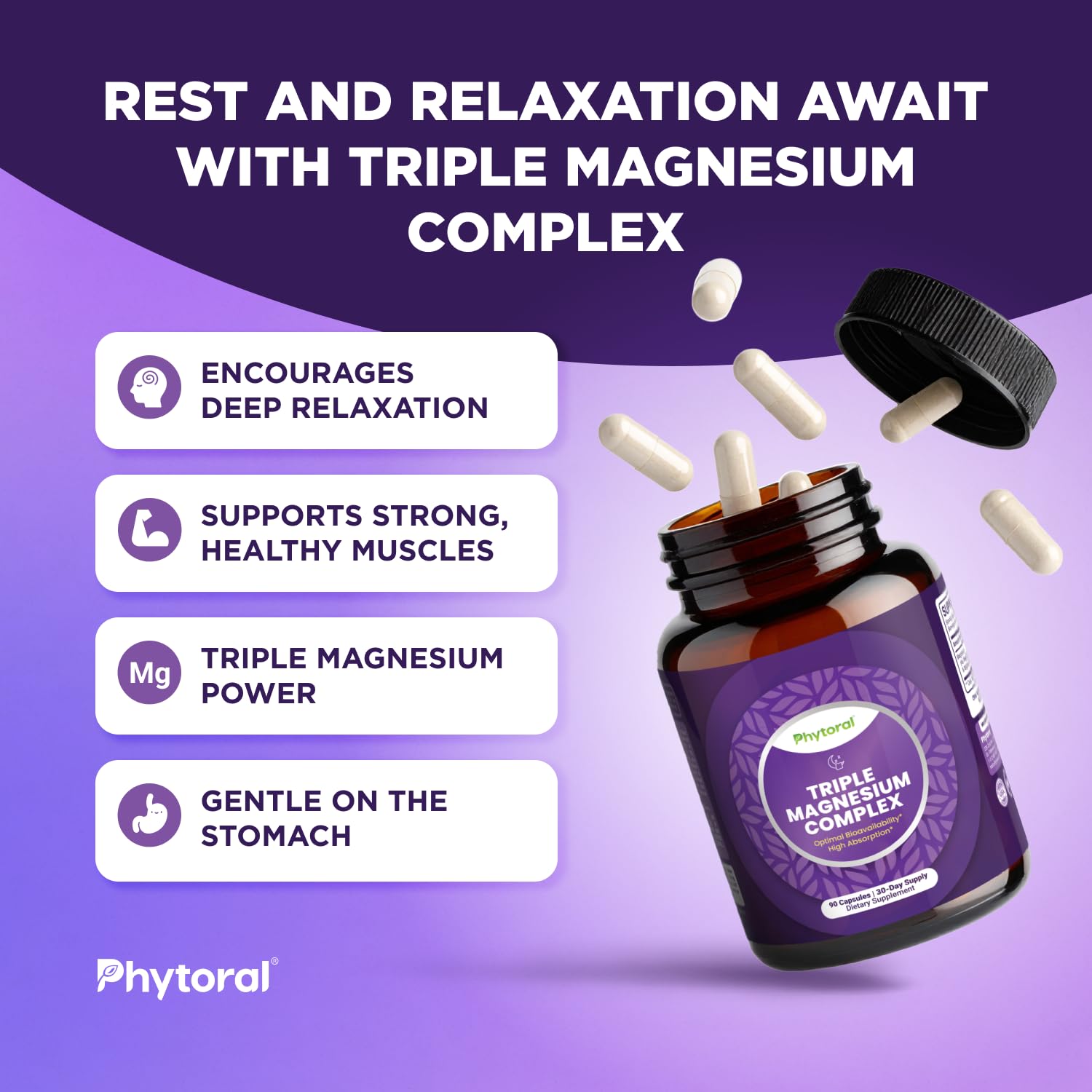 Phytoral Magnesium Complex Capsules 400mg with a measuring spoon