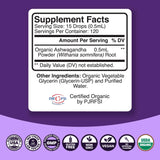 Phytoral Organic Ashwagandha Extract 141g drops label close-up