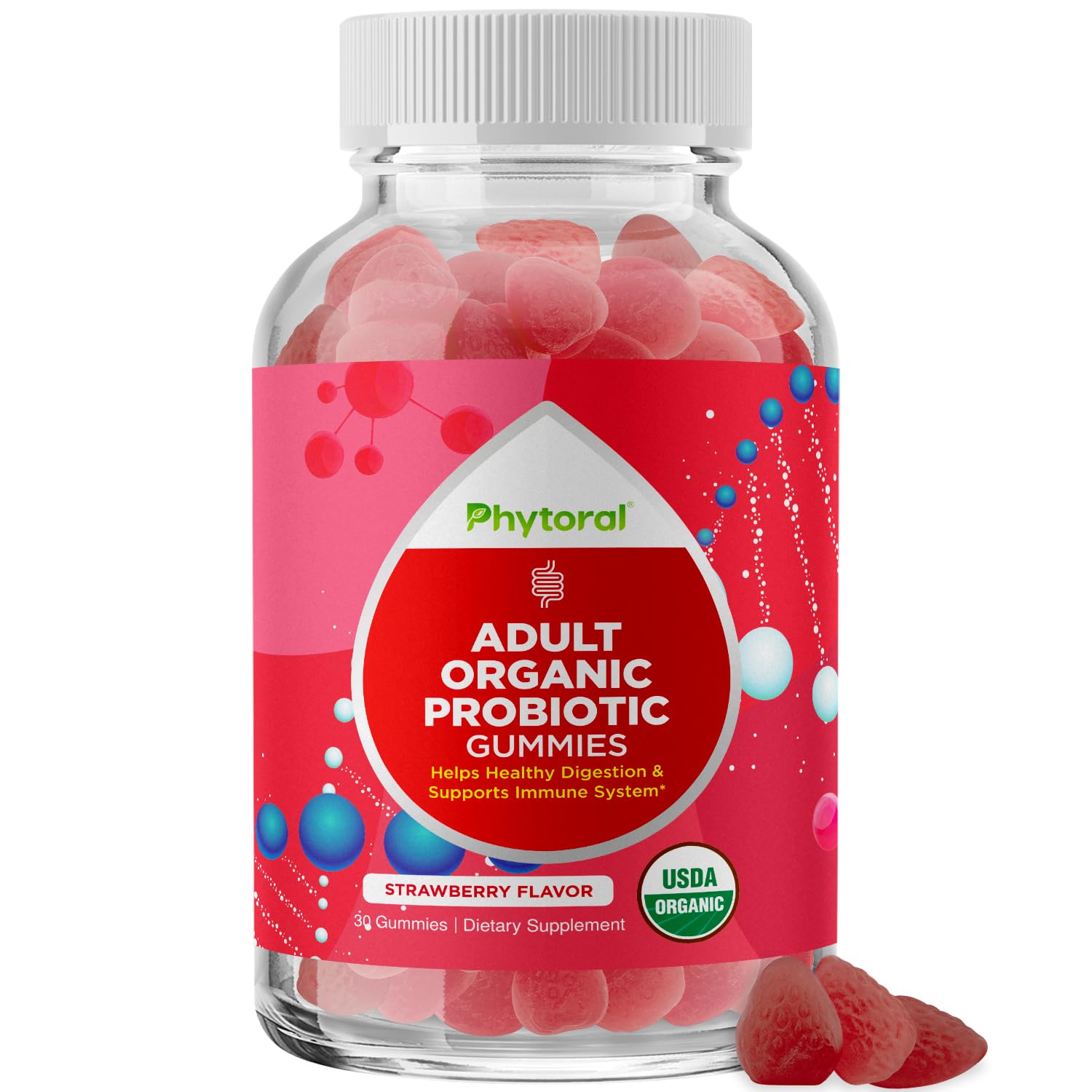 Phytoral Organic Probiotic Gummies front view with packaging