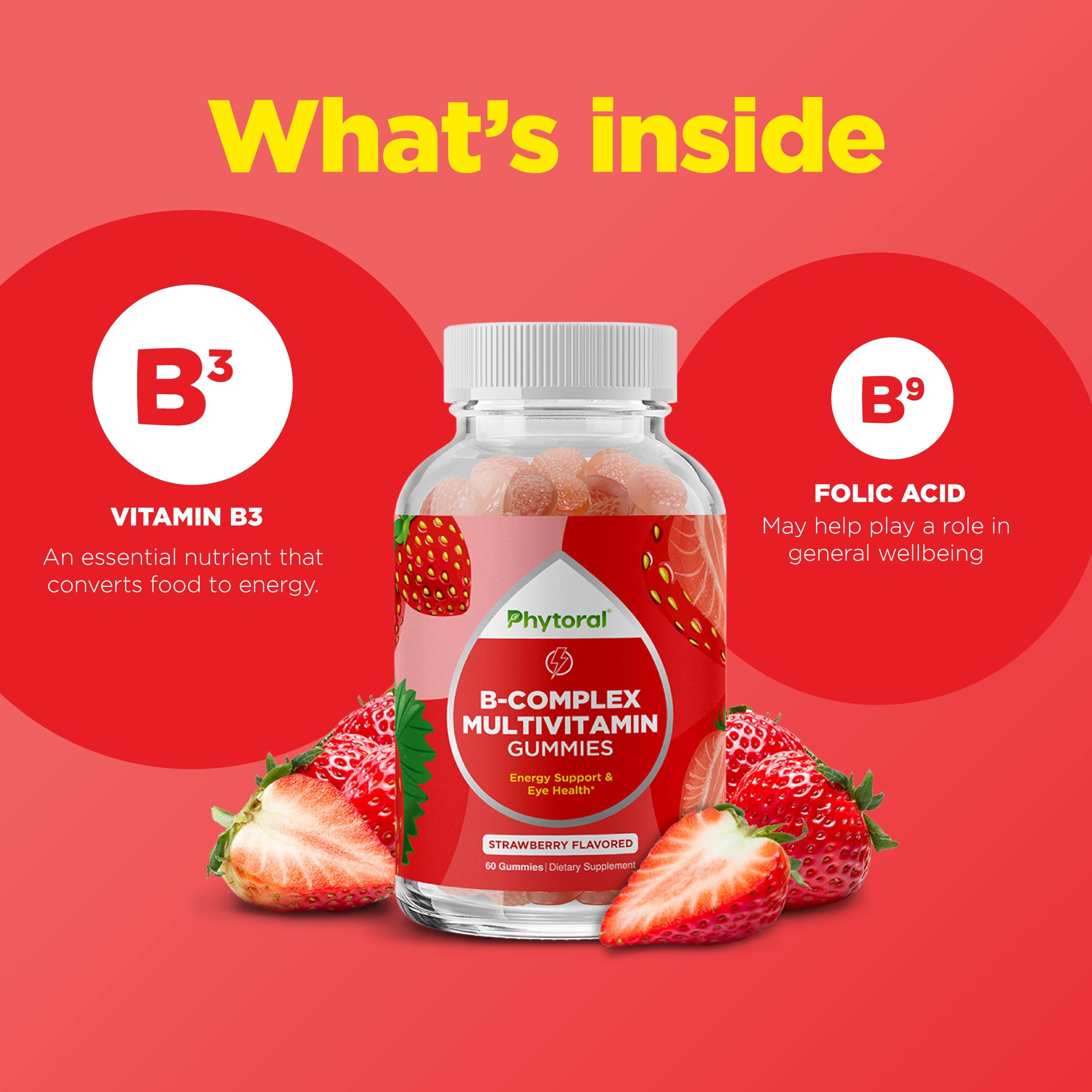 Phytoral Vitamin B Complex Gummies displayed on a kitchen counter