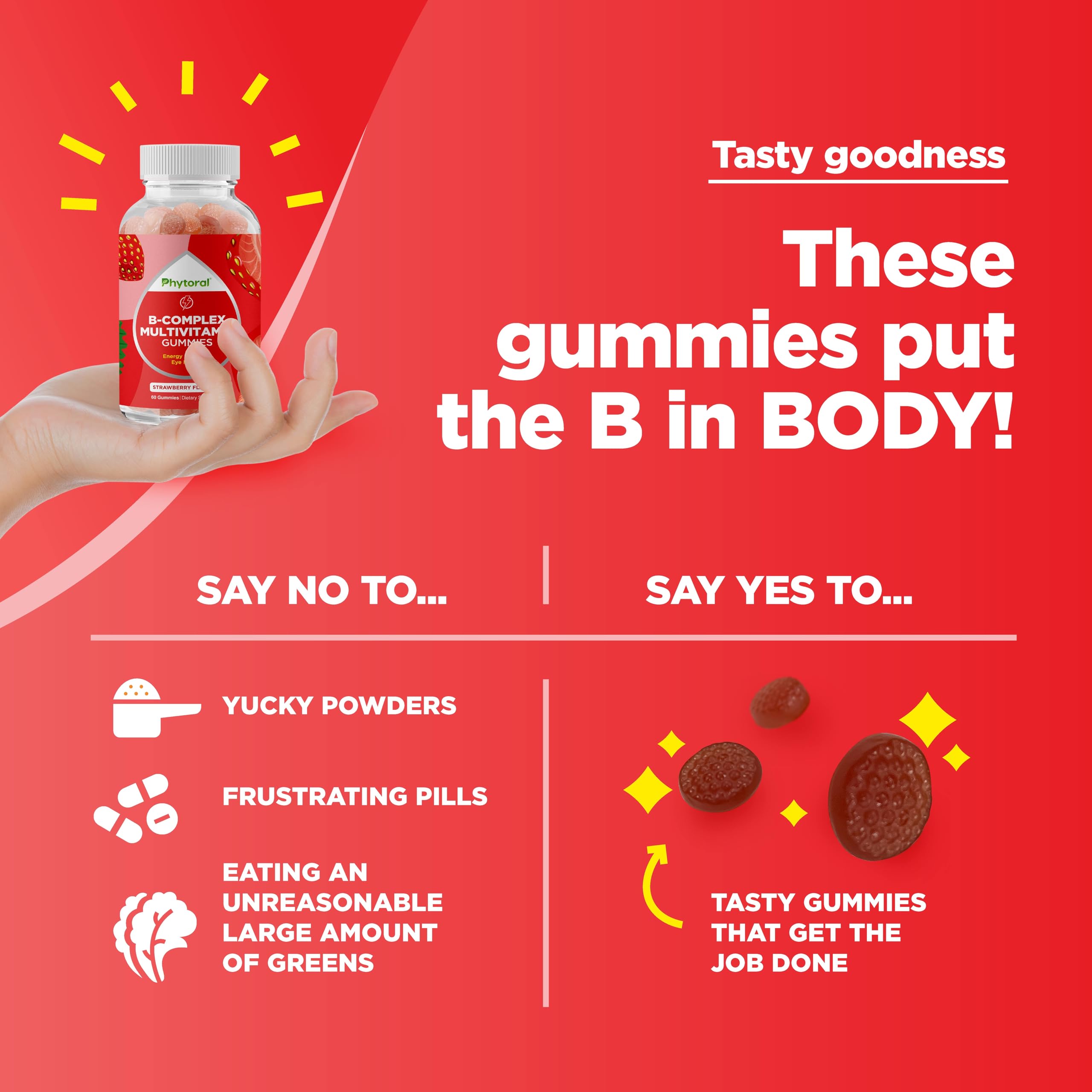 Phytoral Vitamin B Complex Gummies with a measuring spoon