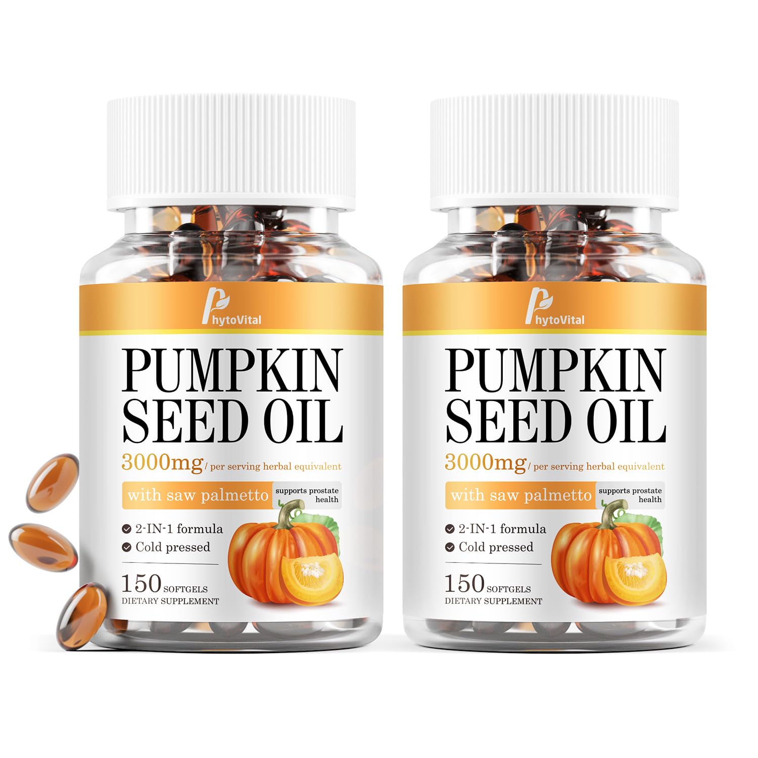 PhytoVital Pumpkin Seed Oil Softgels bottle front view