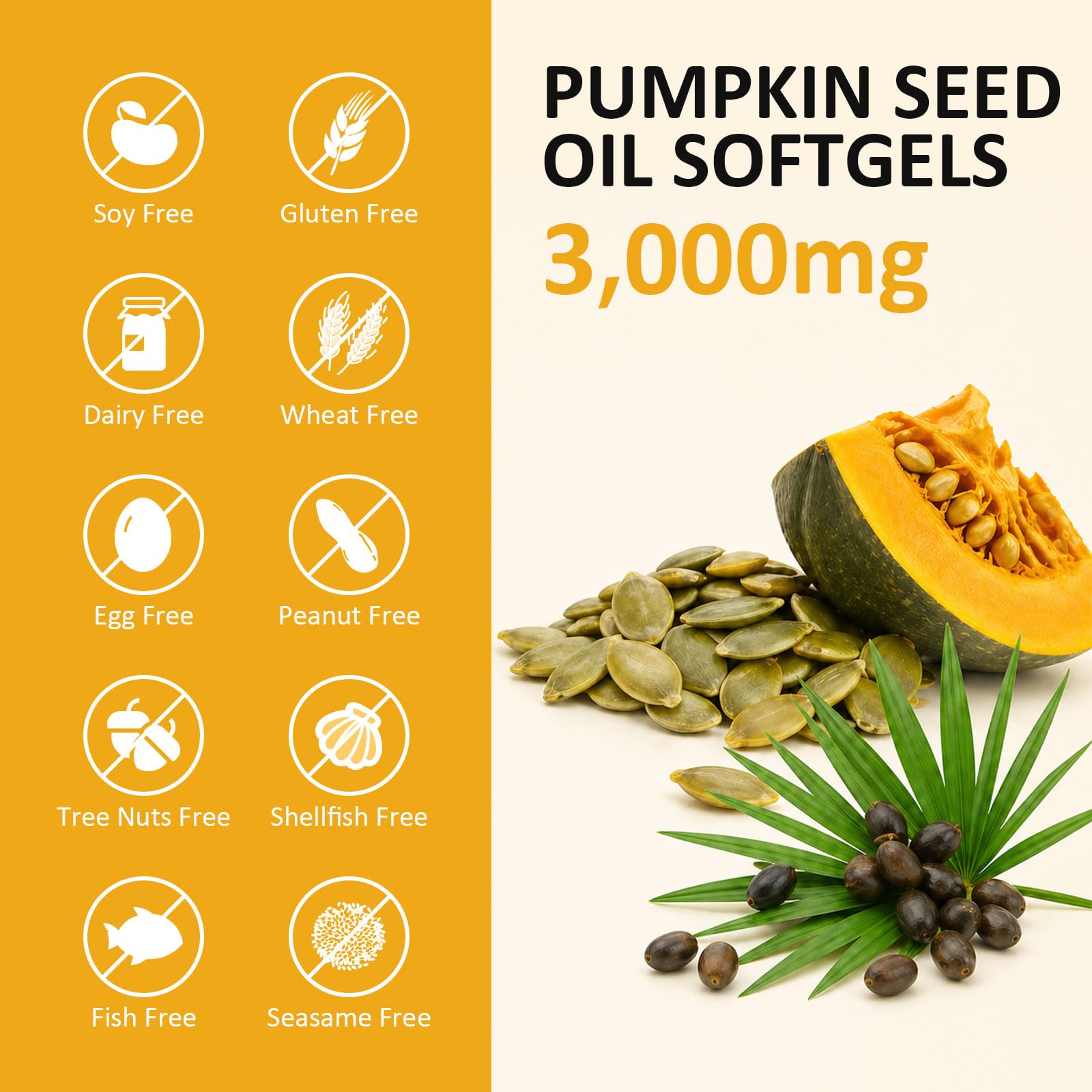 PhytoVital Pumpkin Seed Oil Softgels bottle with nutrition facts