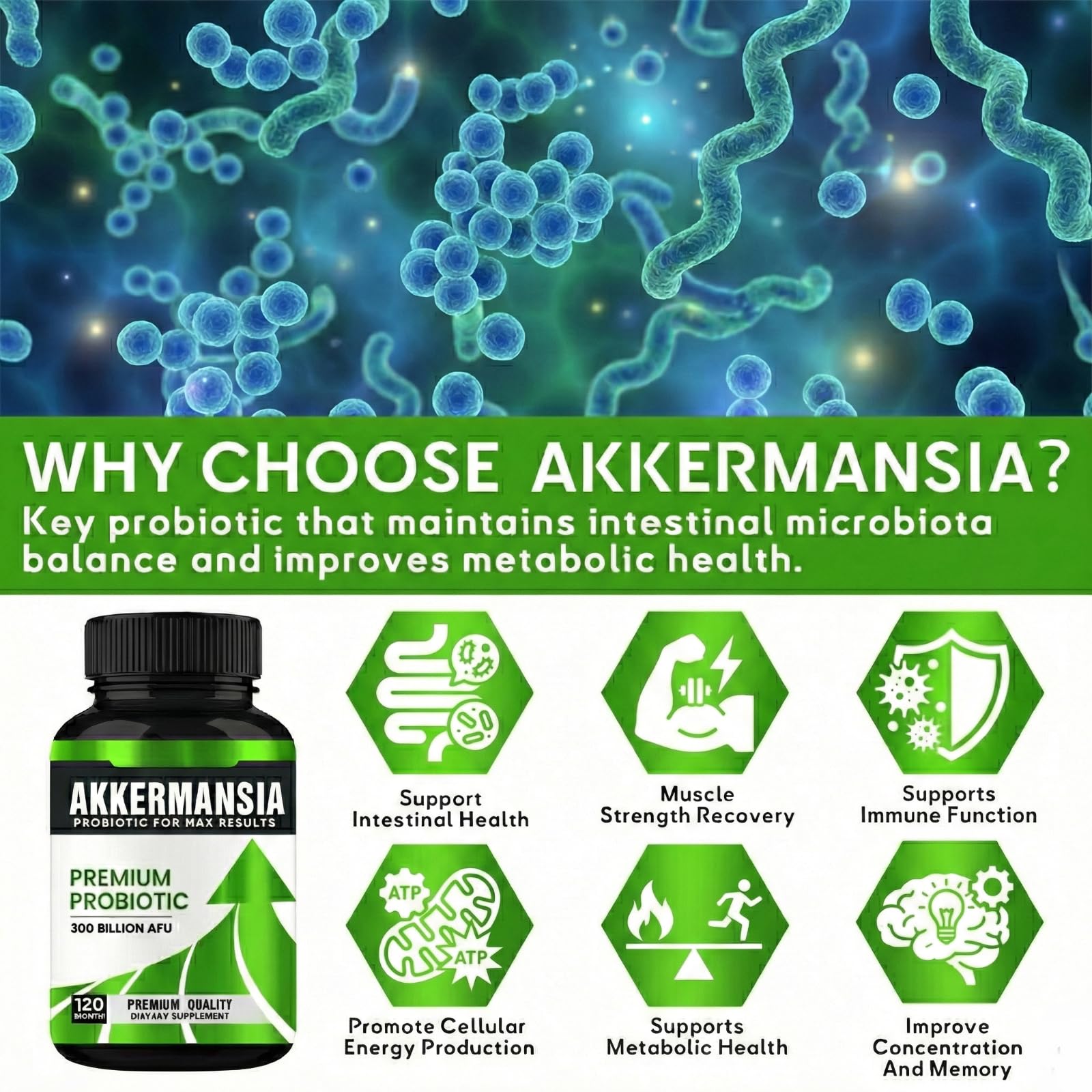 Phyzen Akkermansia Probiotic Capsules displayed with a glass of water