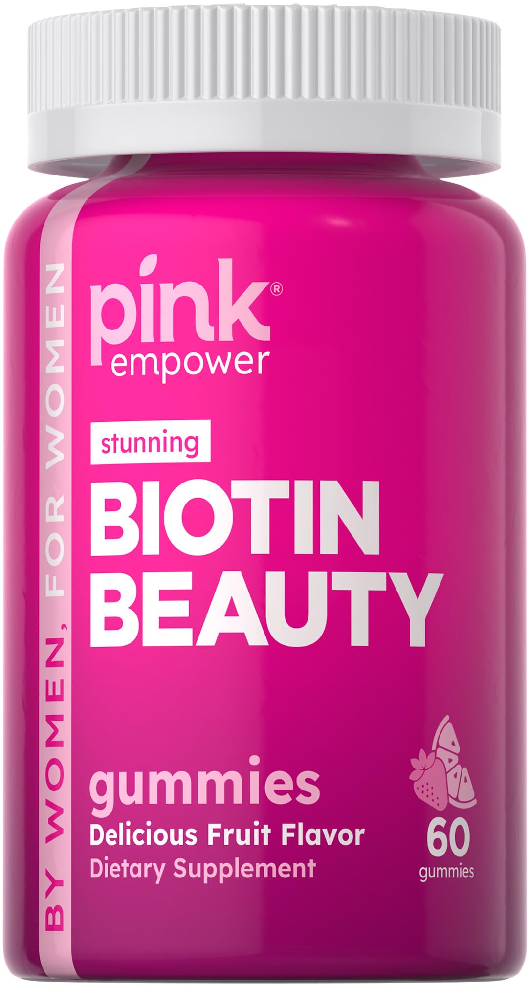 PINK Biotin Gummies front view in packaging