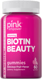 PINK Biotin Gummies front view in packaging