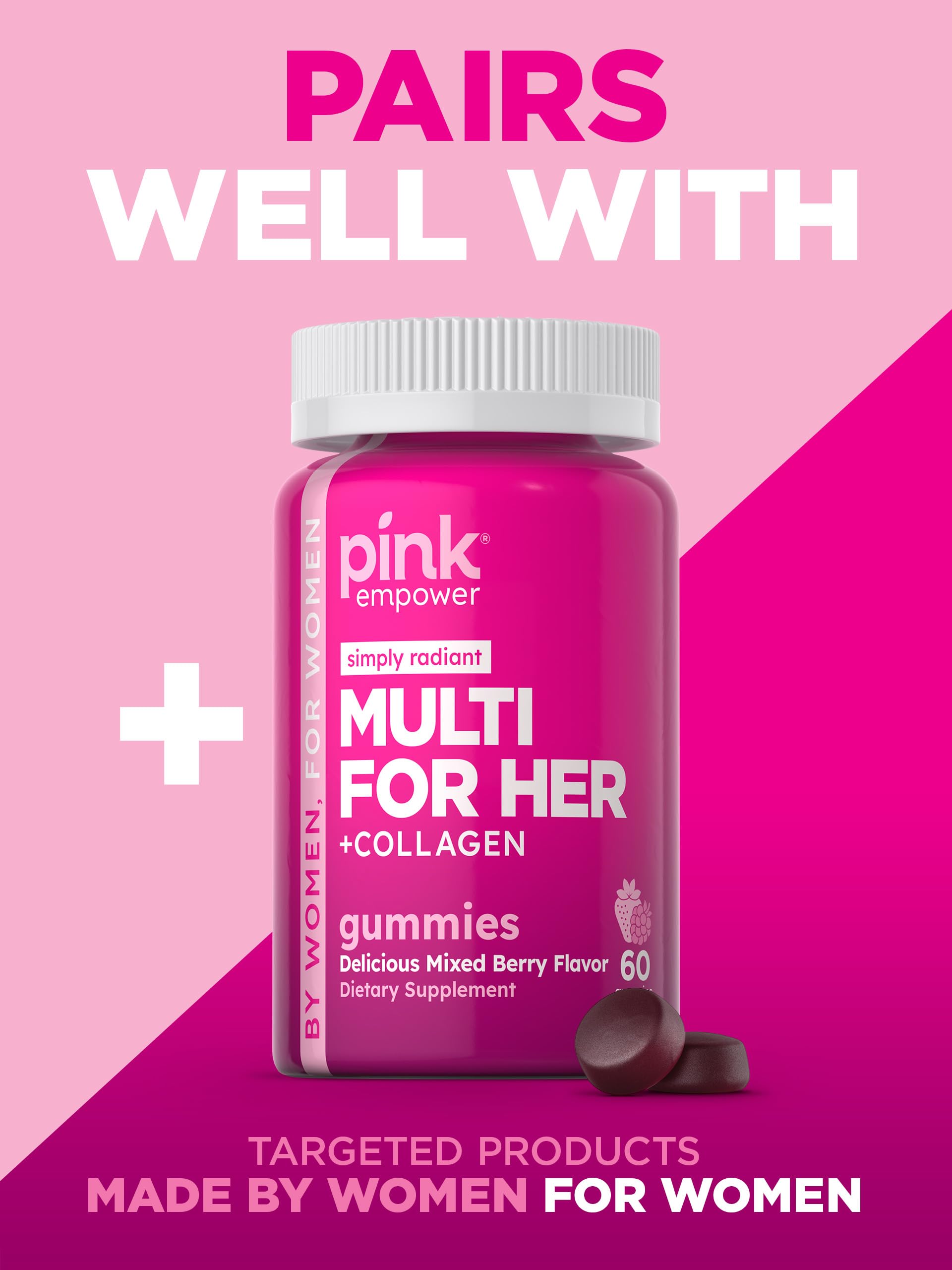PINK Melatonin Gummies 10mg displayed with other supplements