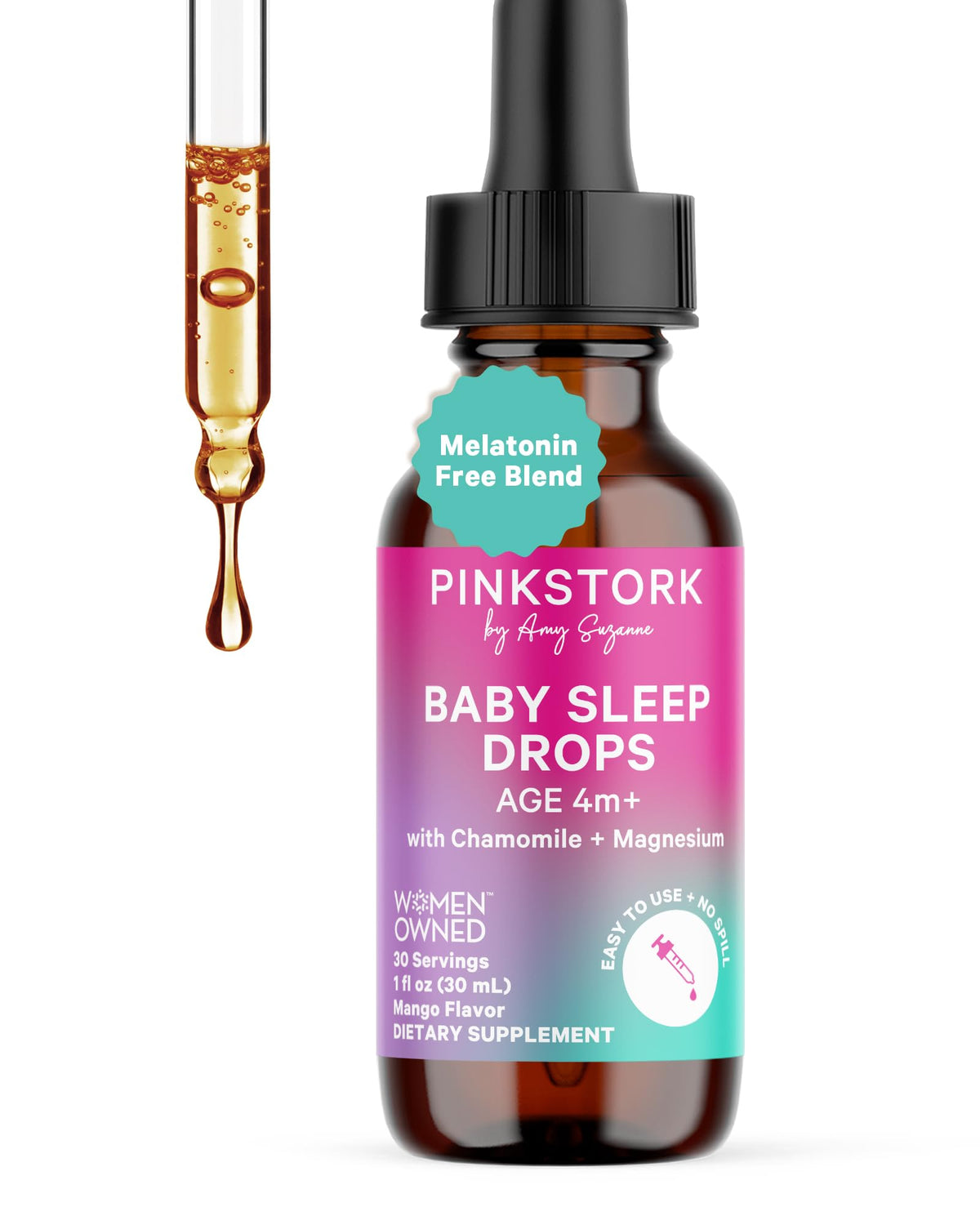 Pink Stork Baby Sleep Drops 1 oz front view