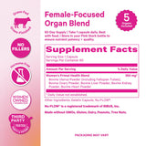 Pink Stork Beef Liver Capsules 350mg with a measuring spoon