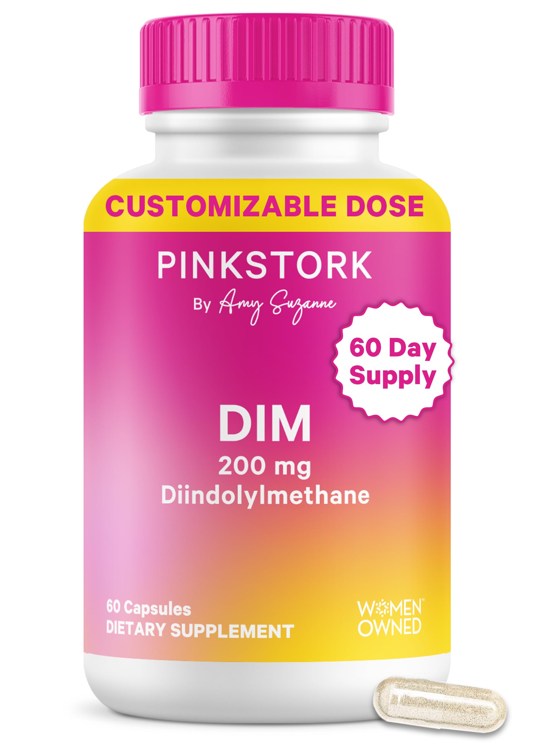 Pink Stork DIM Supplement 200mg 60 Capsules front view