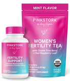 Pink Stork Fertility Bundle front view with supplement and tea