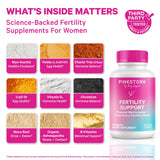 Pink Stork Fertility Support bottle with clear label