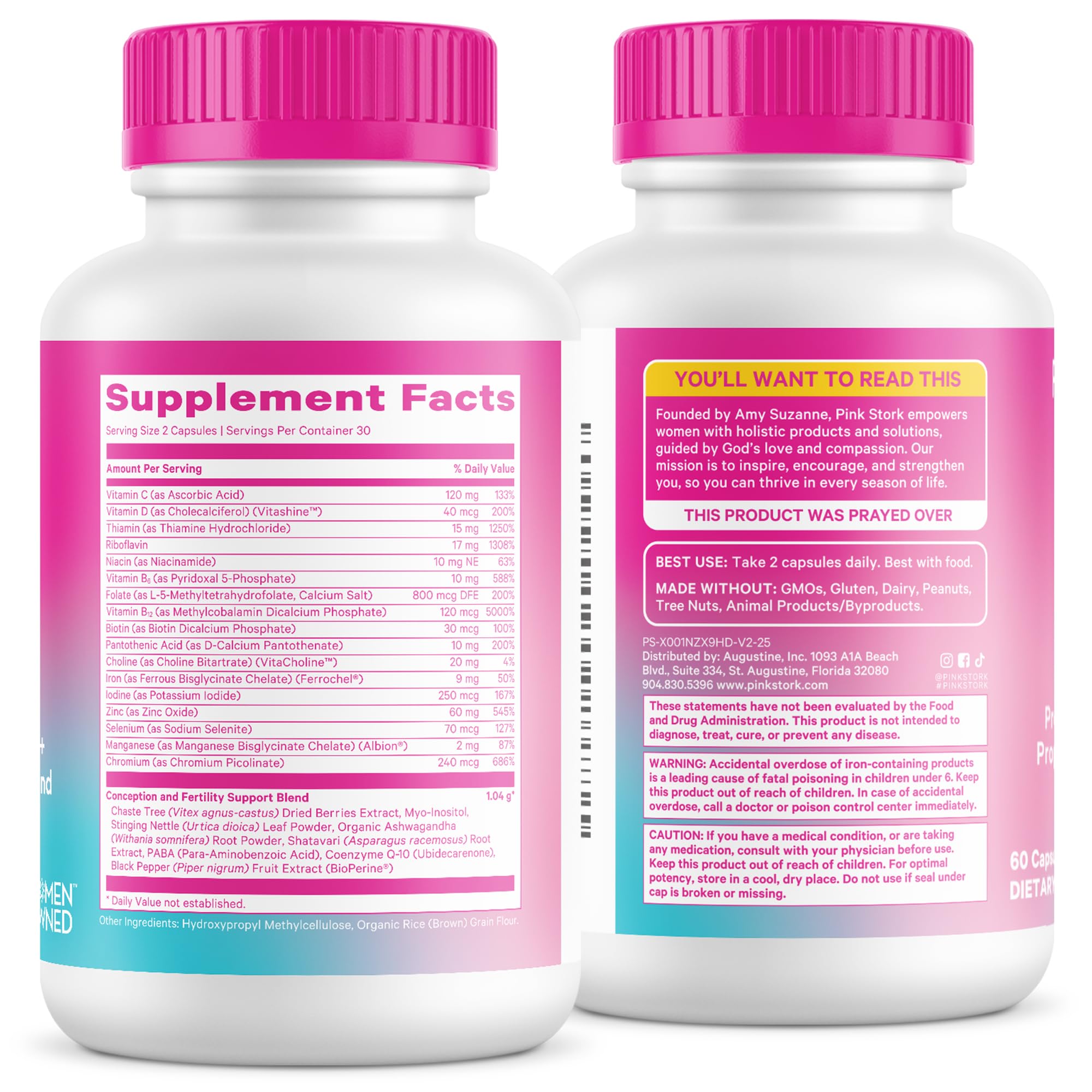 Pink Stork Fertility Support capsules in a daily pill organiser